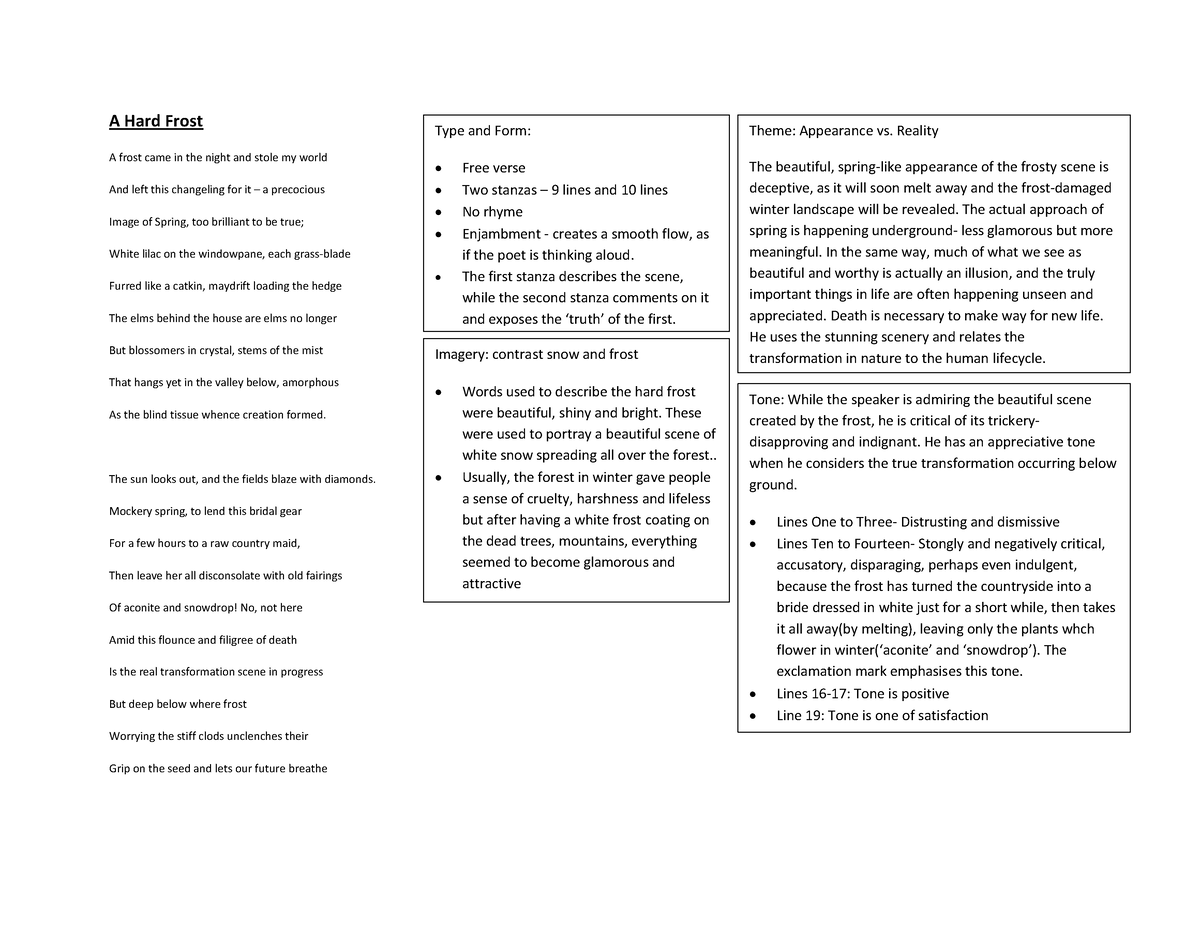 grade-12-english-poetry-notes-a-hard-frost-a-frost-came-in-the-night