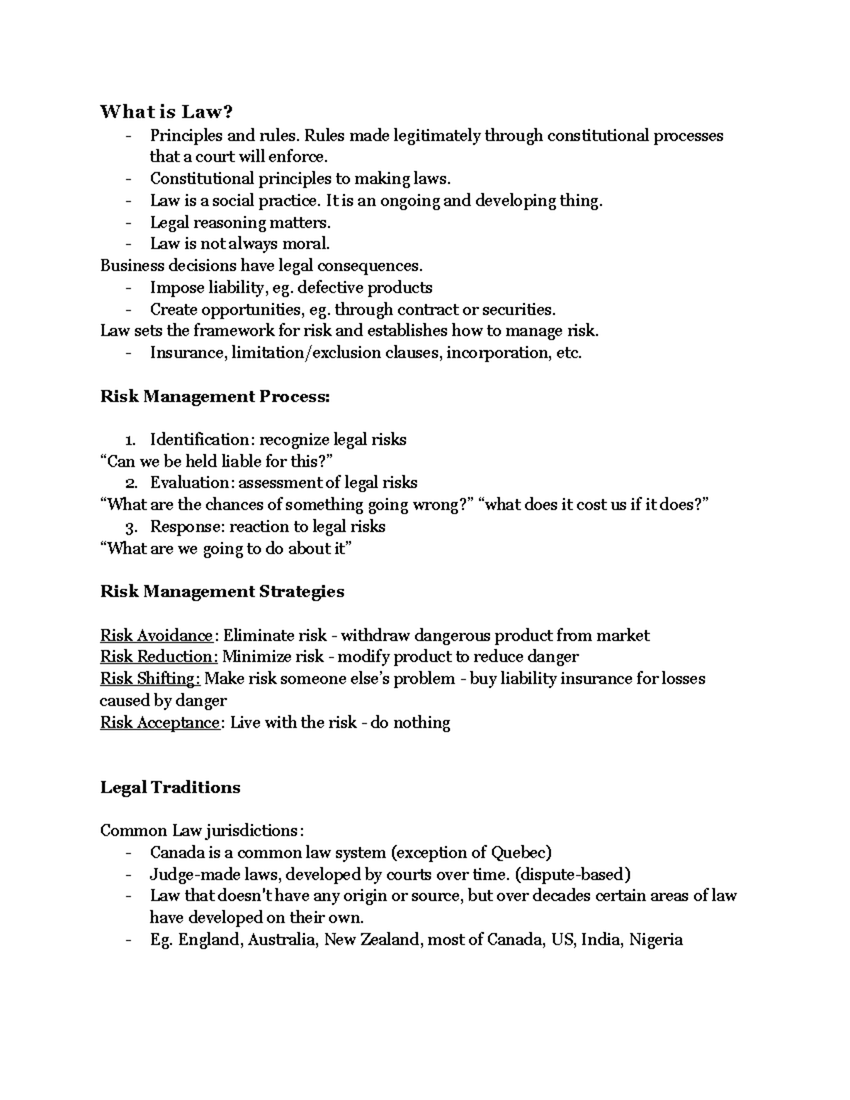 LAW 122 lecture 1 notes - What is Law? Principles and rules. Rules made ...