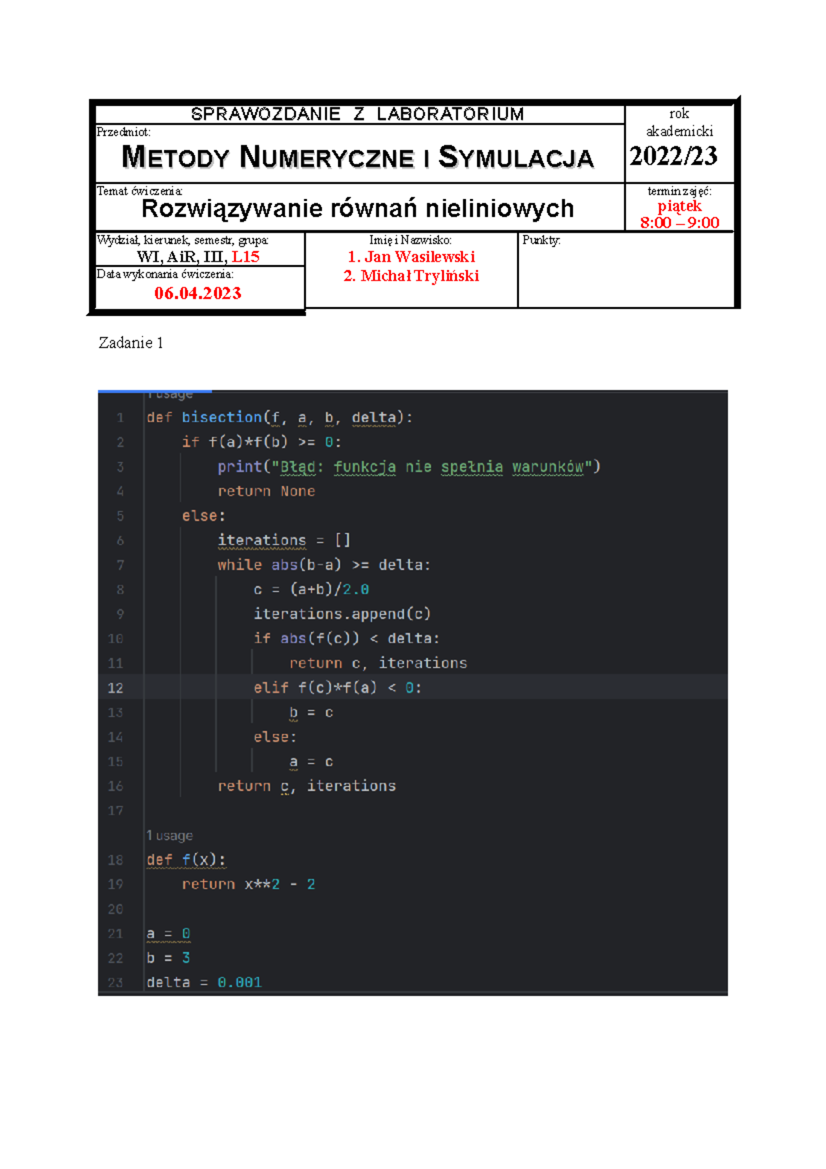 Lab04 - Sprawko Lab 4 - SPRAWOZDANIESPRAWOZDANIE ZZ ...