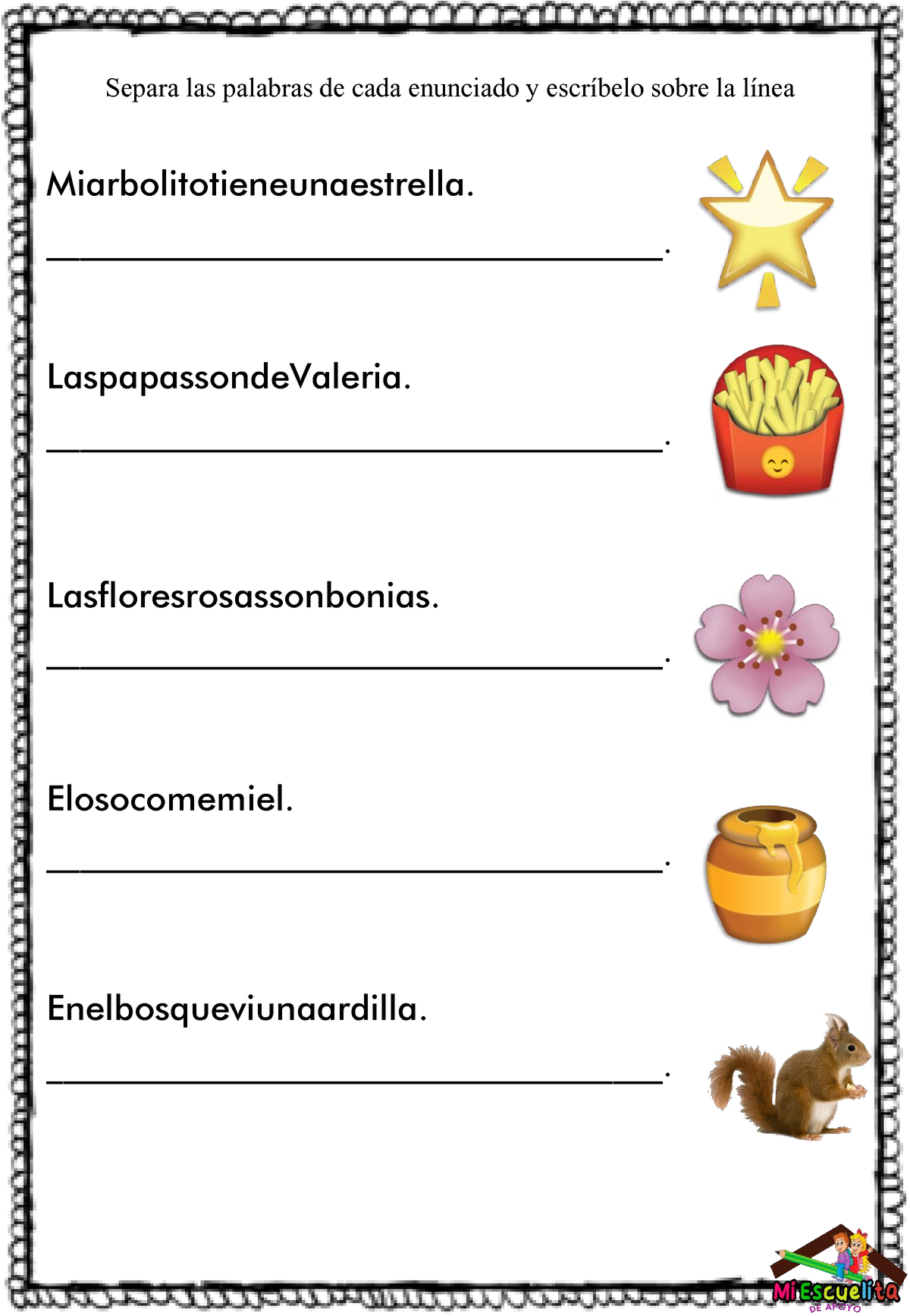 Ejercicio Separar Oraciones Mia