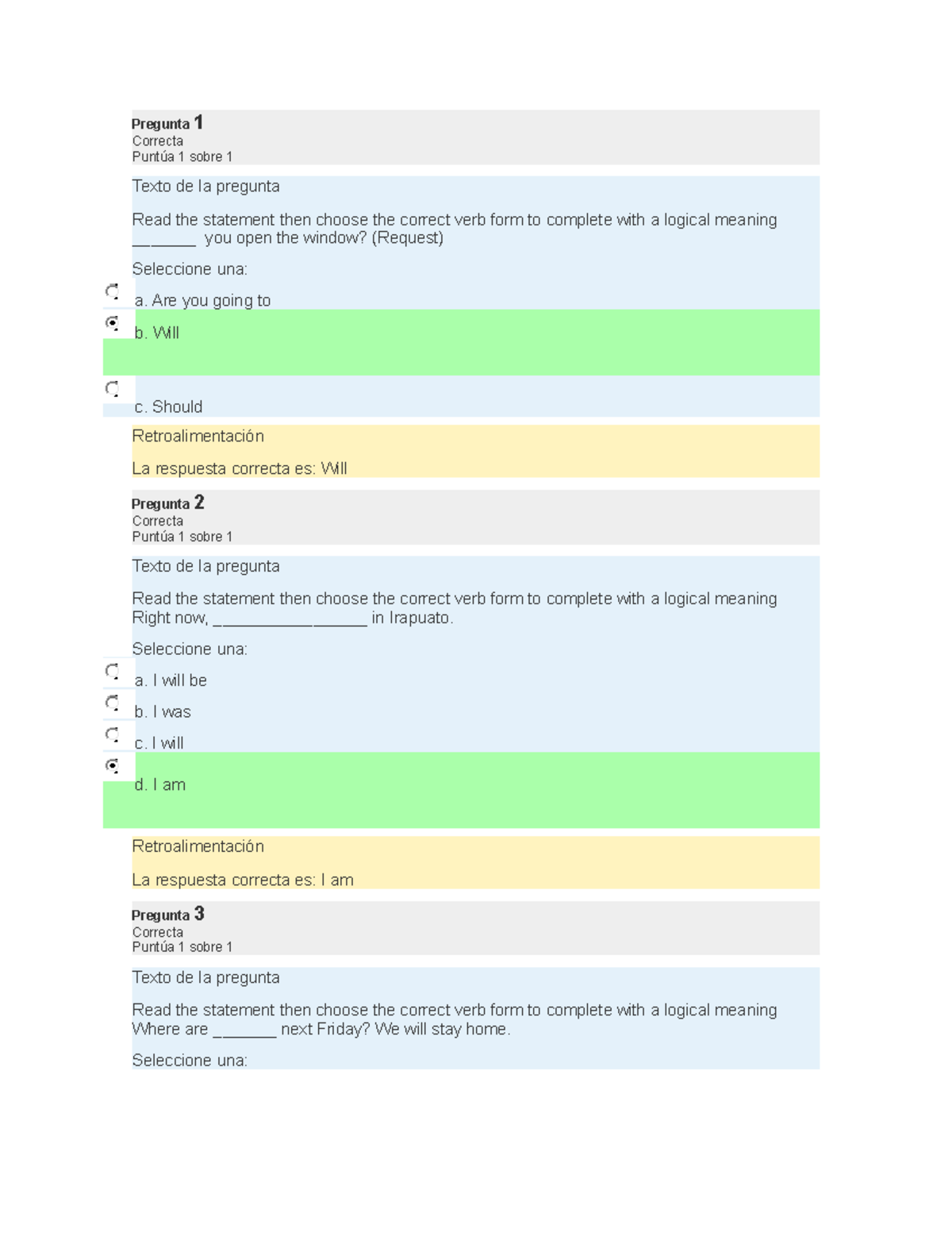 Assignment 1 Questionnaire U1 - Pregunta 1 Correcta Puntúa 1 Sobre 1 ...