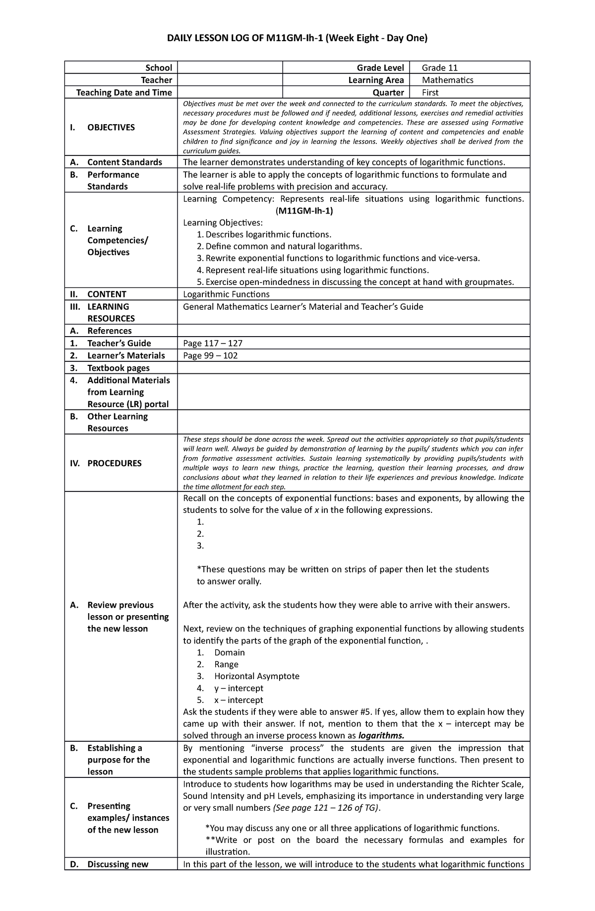 GM I-29 - It's Just A Lecture Note - DAILY LESSON LOG OF M11GM-Ih-1 ...