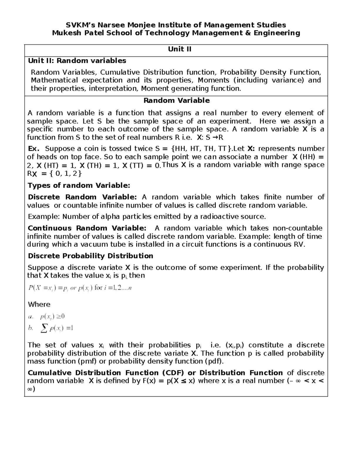 Unit 2 CW - lecture notes - Mukesh Patel School of Technology ...