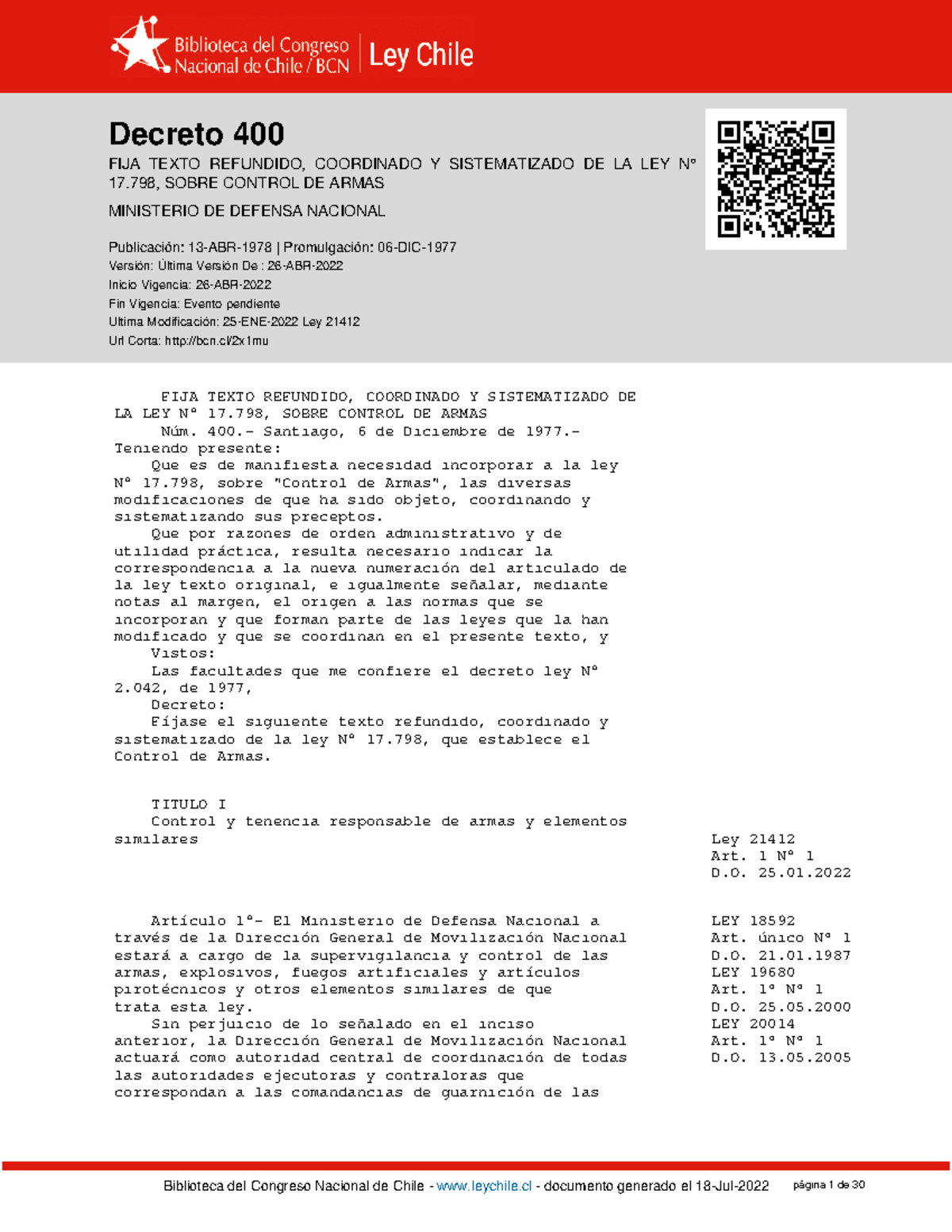 LEY+17798+Sobre+Control+de+Armas+y+Explosivos 25+enero+2022 Decreto