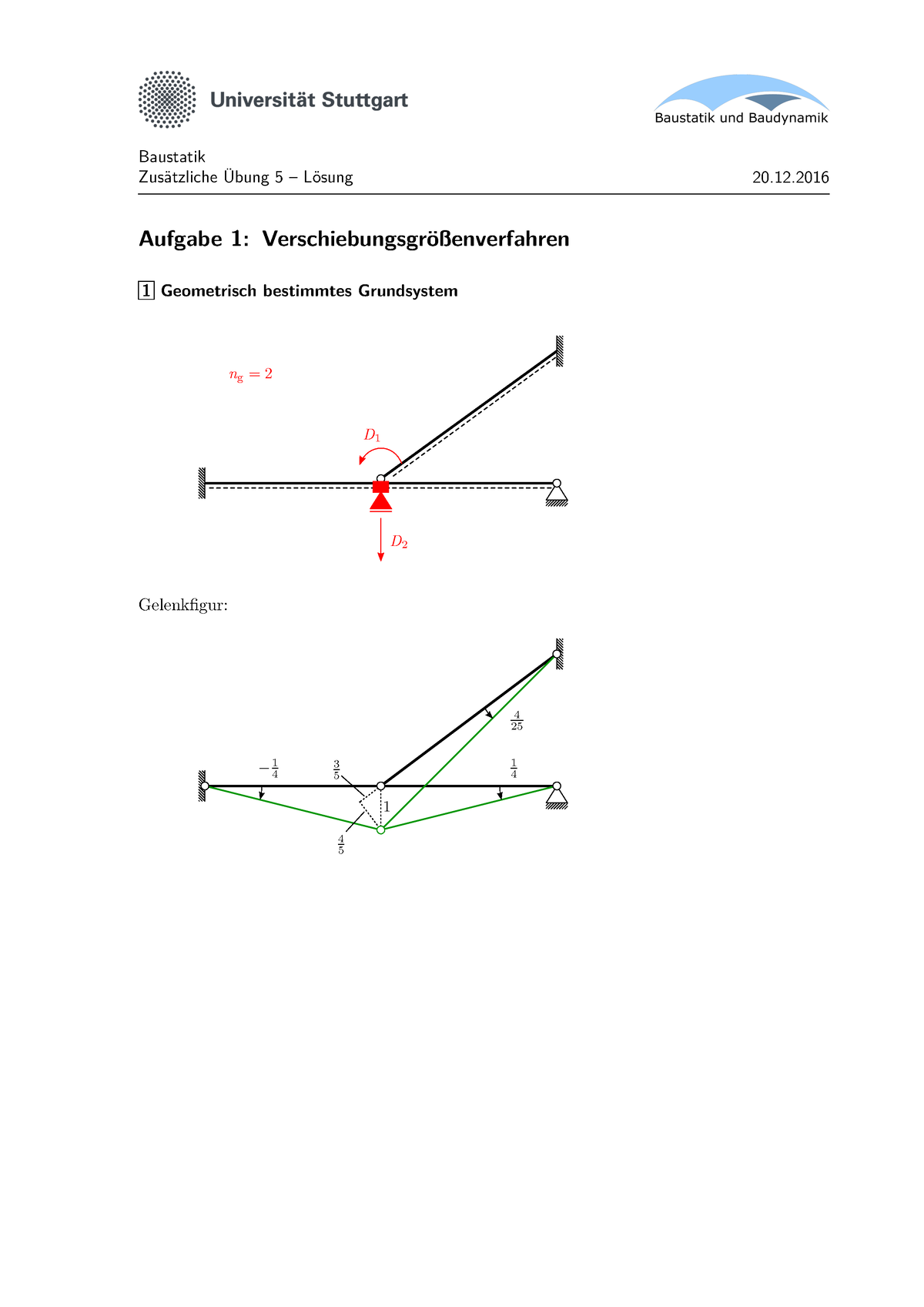 Zue 5 Loesung 2 - Übungsaufgaben Mit Lösungen - Baustatik Aufgabe 1 ...