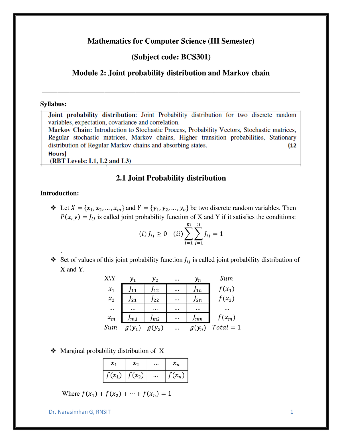 BCS301 - Module 2 - Mathematics For Computer Science (III Semester ...