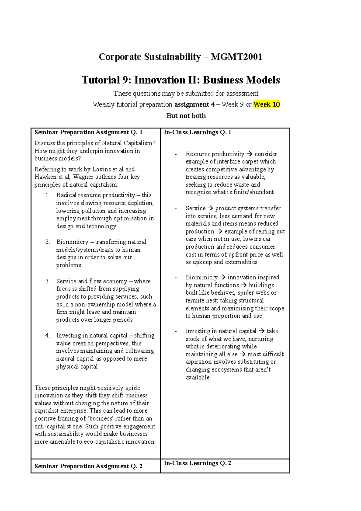 Tutorial 9 - Business Models - Corporate Sustainability – MGMT Tutorial ...