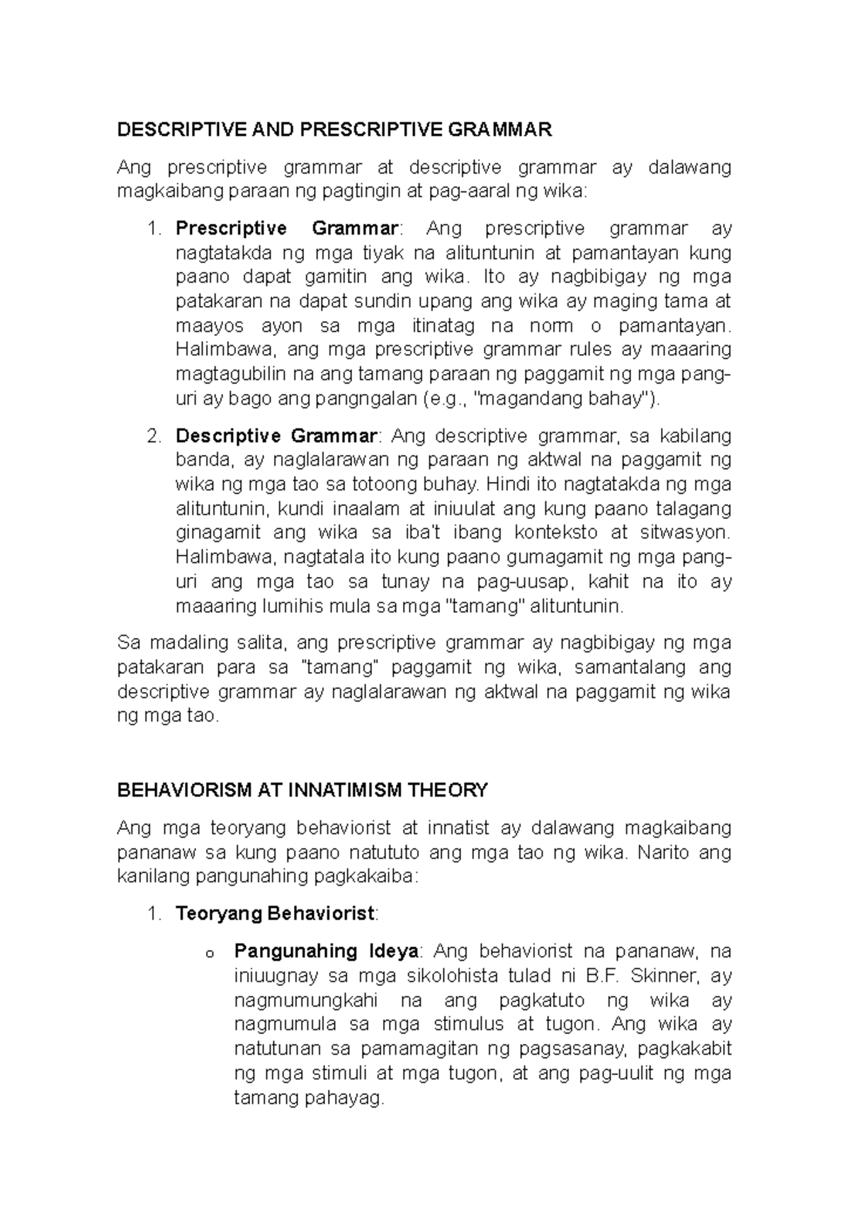 Descriptive AND Prescriptive Grammar - DESCRIPTIVE AND PRESCRIPTIVE ...