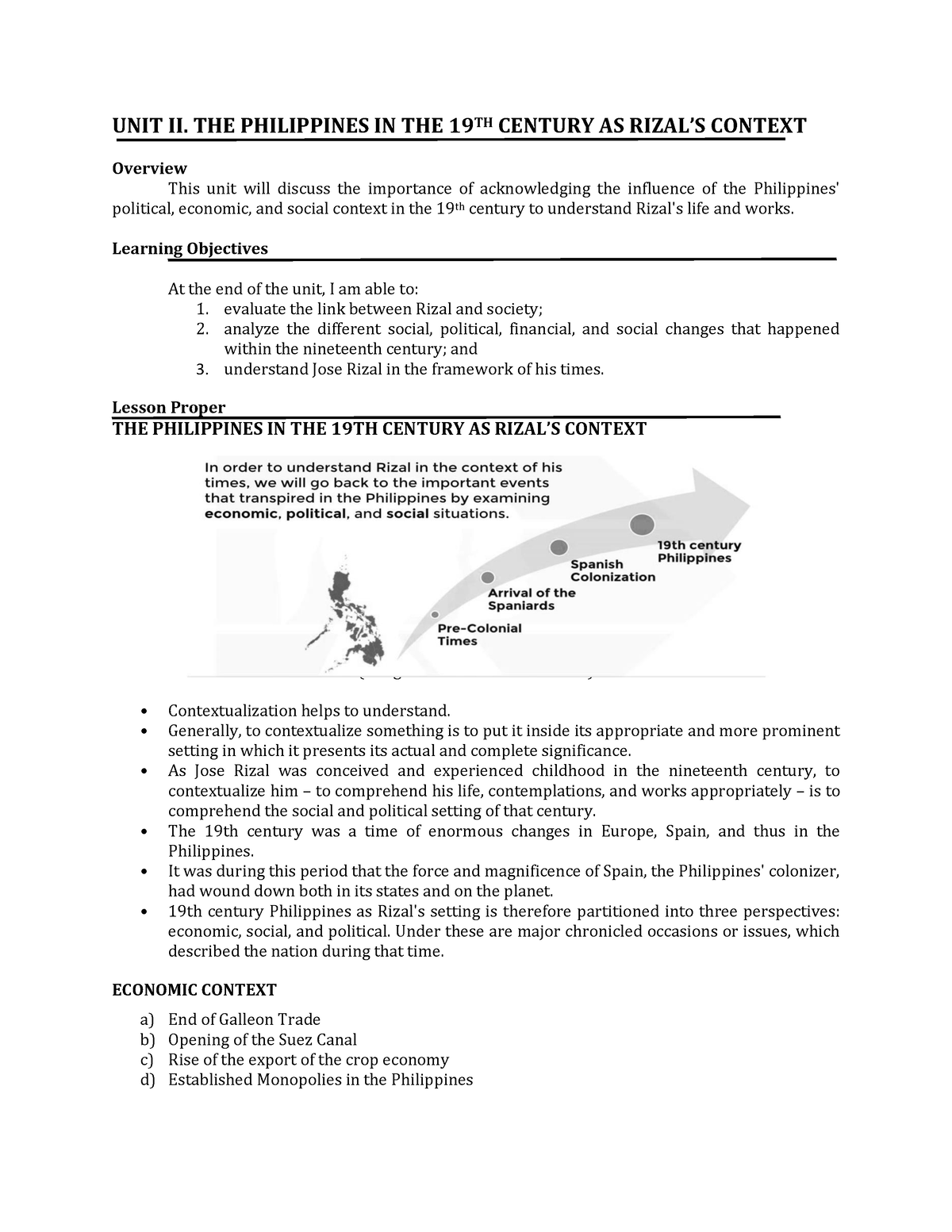 UNIT2GE9 - Module - UNIT II. THE PHILIPPINES IN THE 19TH CENTURY AS ...