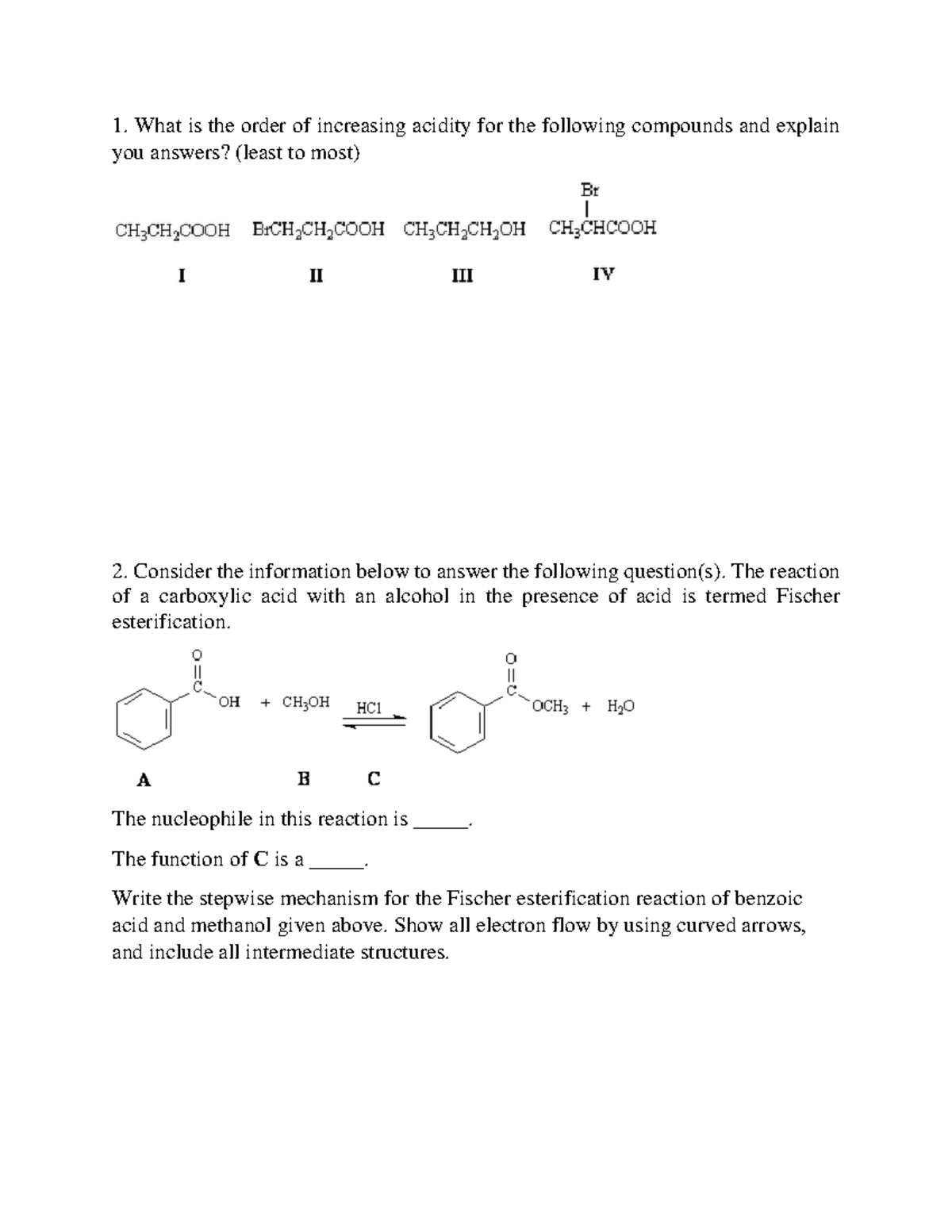 Practice Exam III - What is the order of increasing acidity for the ...