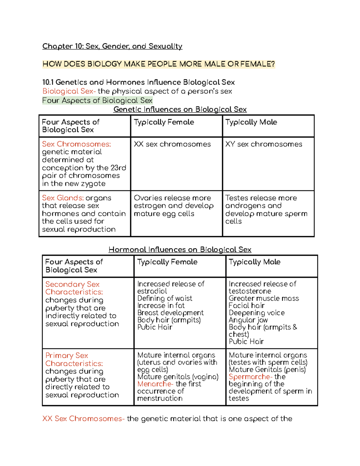 Chapter 10 Notes Sex Gender and Sexuality Chapter 10 Sex