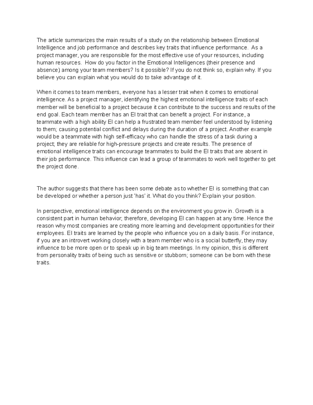 Discussion Assignment 3 The Article Summarizes The Main Results Of A