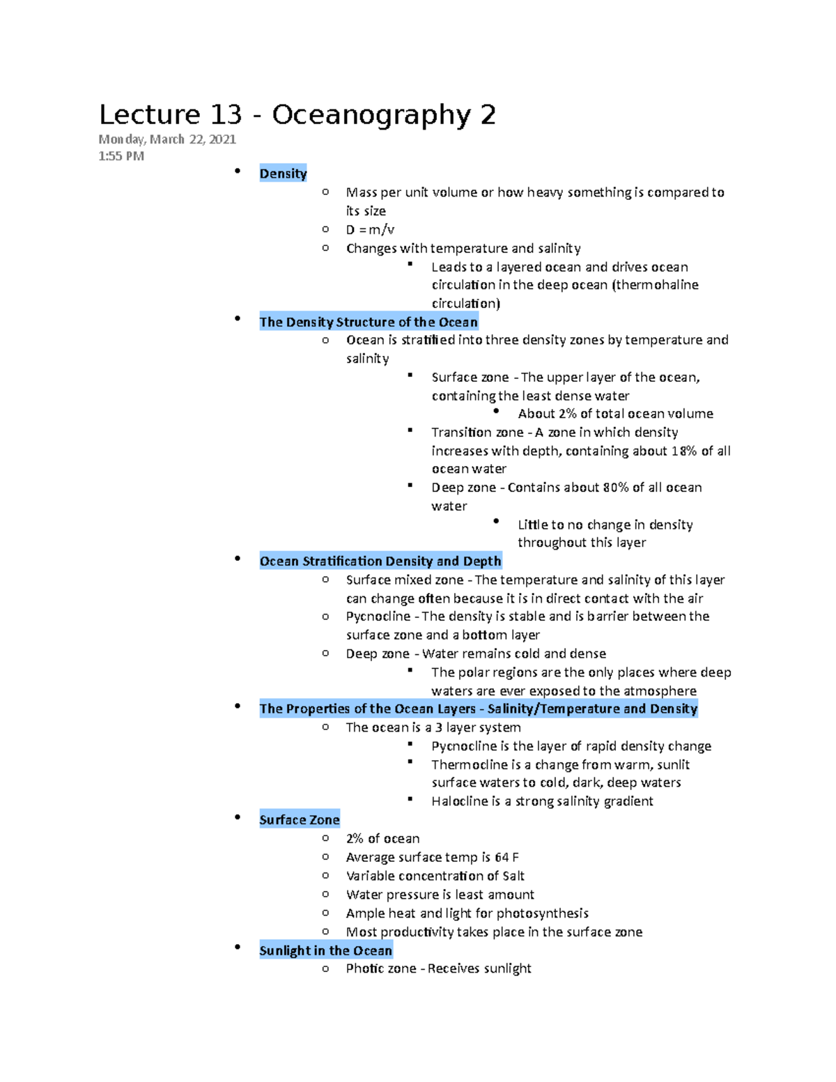 Accounting 6 Notes - Lecture 13 - Oceanography 2 Monday, March 22, 2021 ...