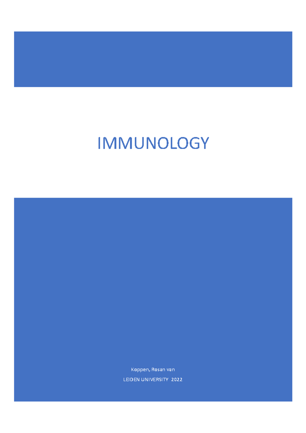 Parham summary - Koppen, Rosan van LEIDEN UNIVERSITY 2022 IMMUNOLOGY ...