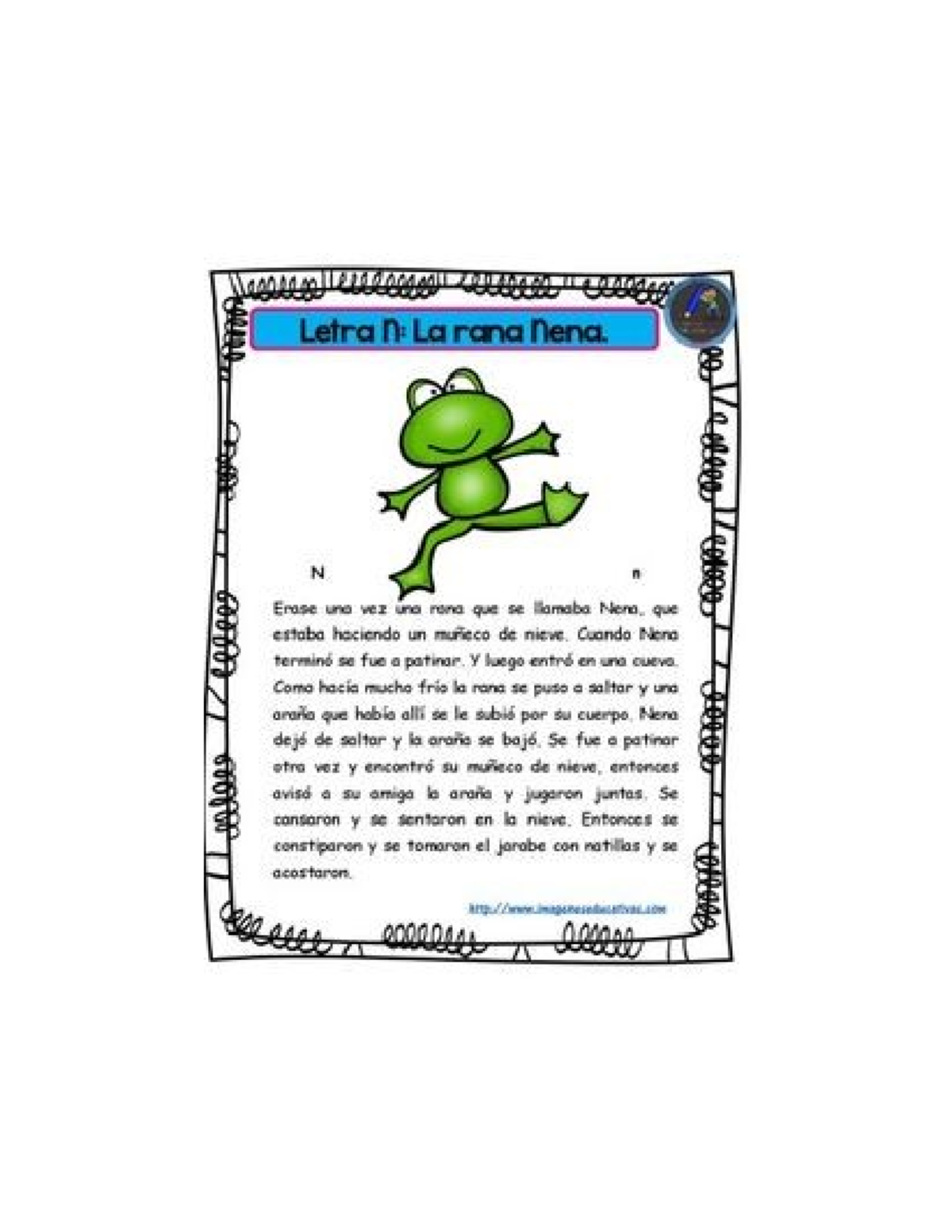 Cuento 1 rana - Interesante - Letra La rana nena. N n Erose uno vez uno ...