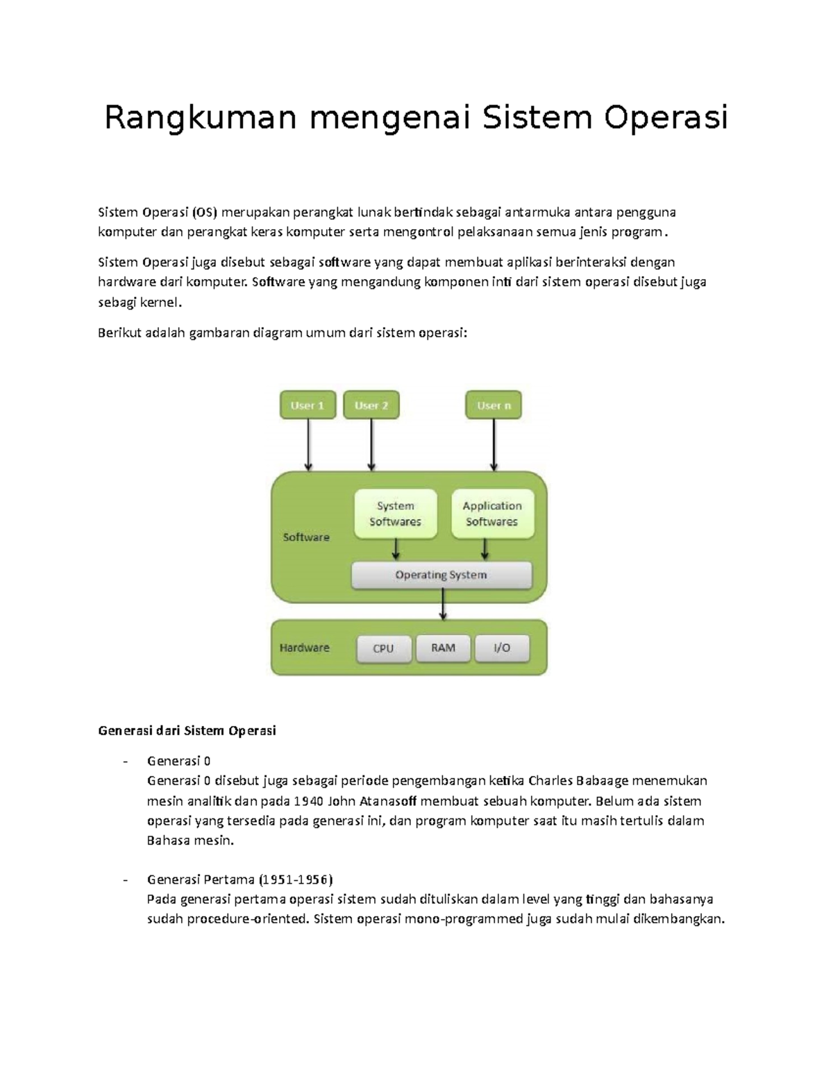 Rangkuman Mengenai Sistem Operasi Generasi Dan Fungsi Penting ...