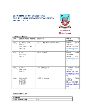 211 Test 1 Model Answers University Of Botswana Department Of