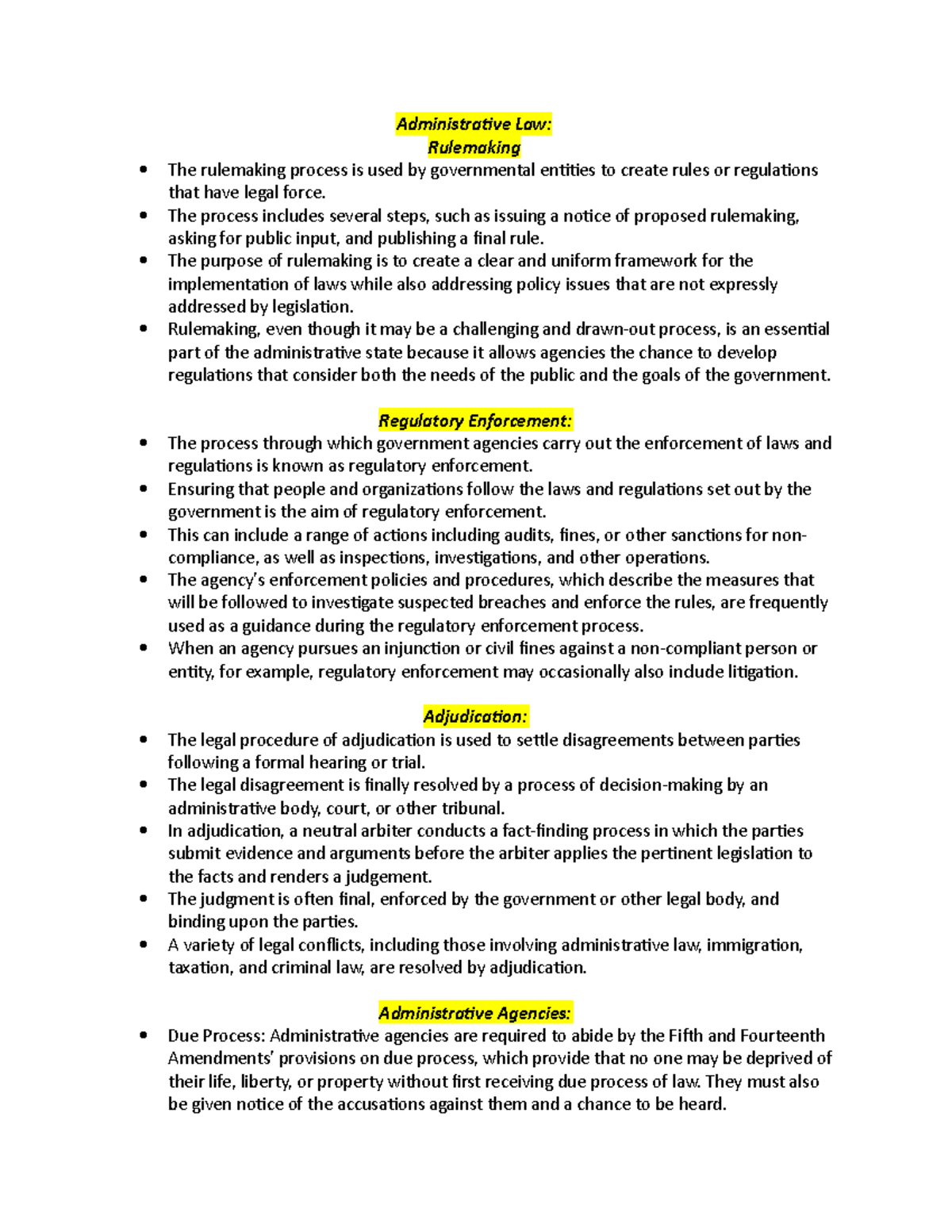 Chapter 5Administrative Law Administrative Law Rulemaking The