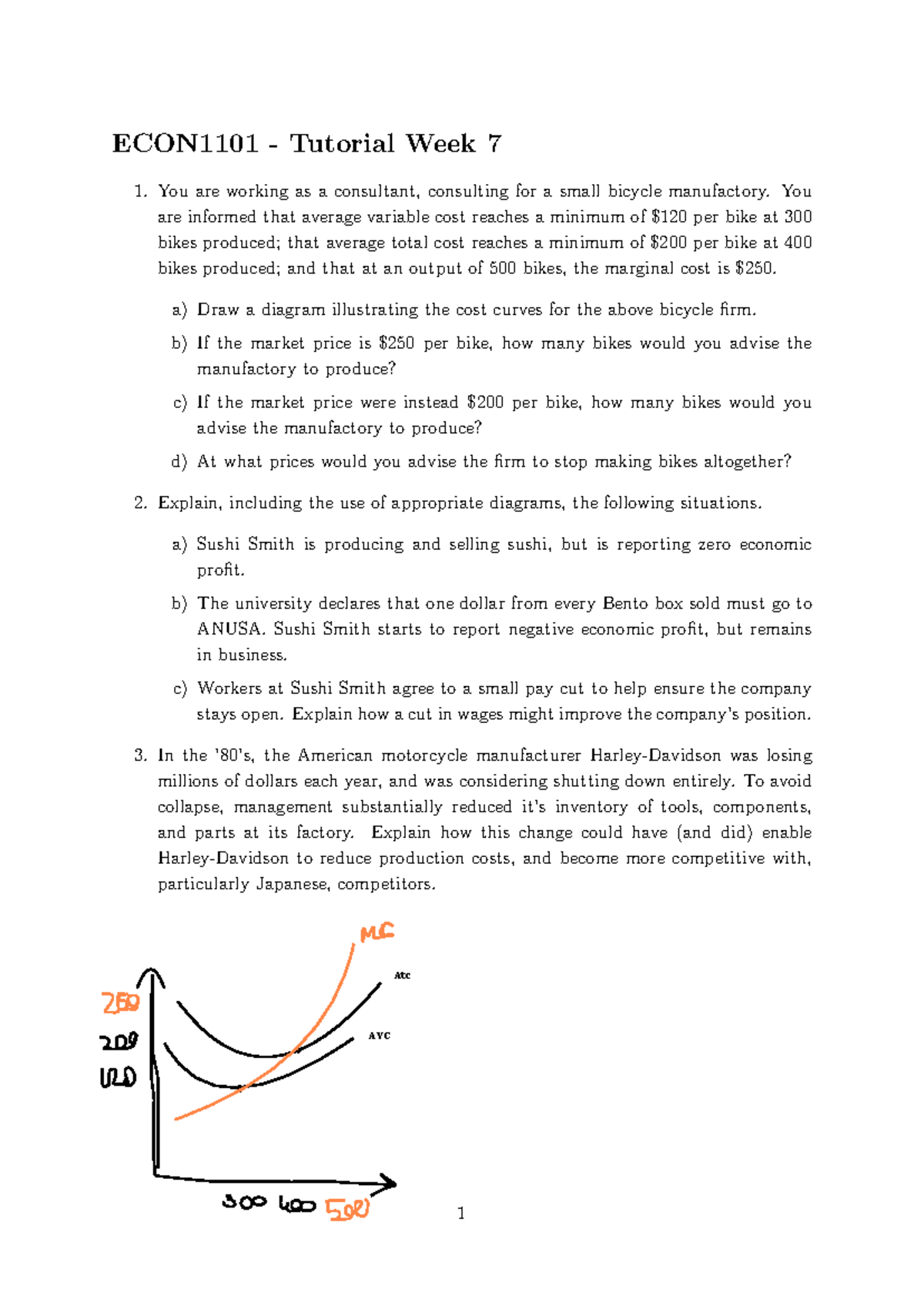Econ1101 Tutorial Ps 6 Week 7 Econ1101 Tutorial Week 7 You Are