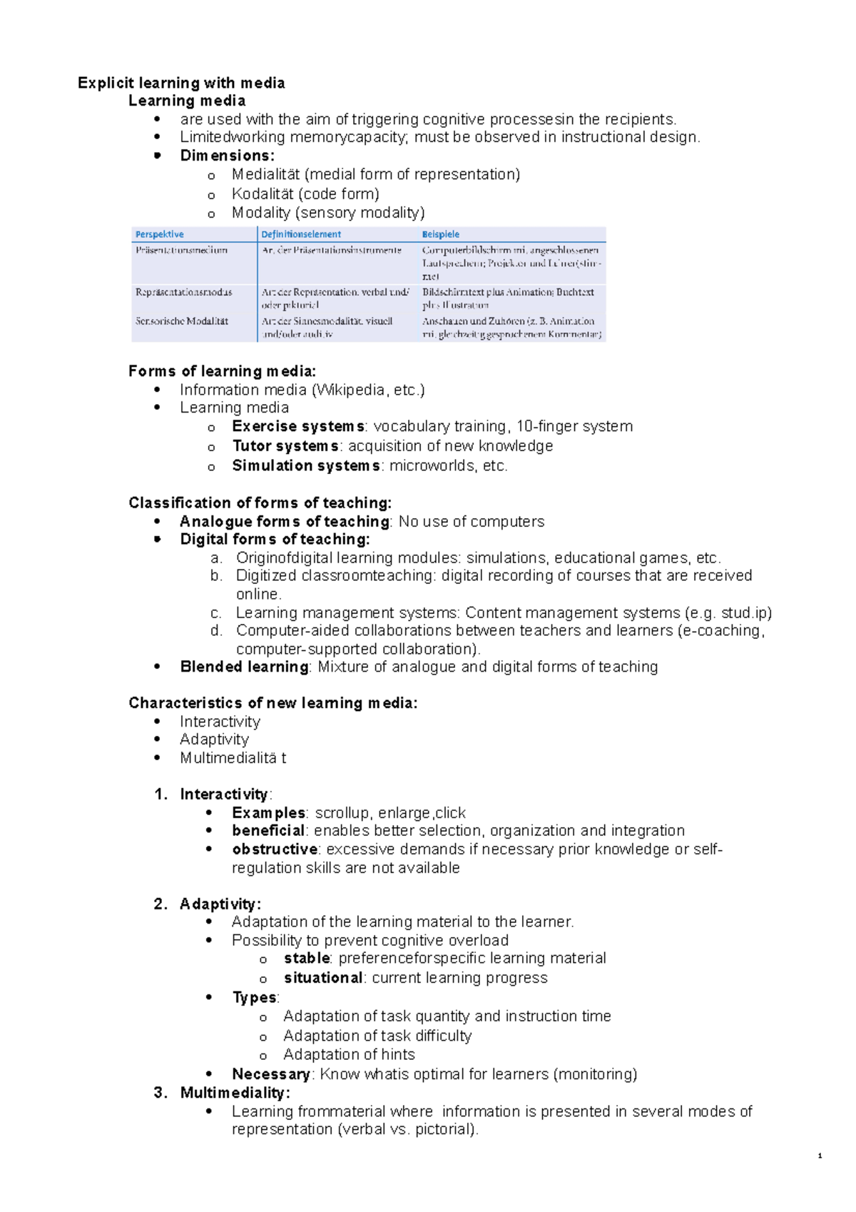 Summary 5.2 - Explicit learning with media - Explicit learning with ...