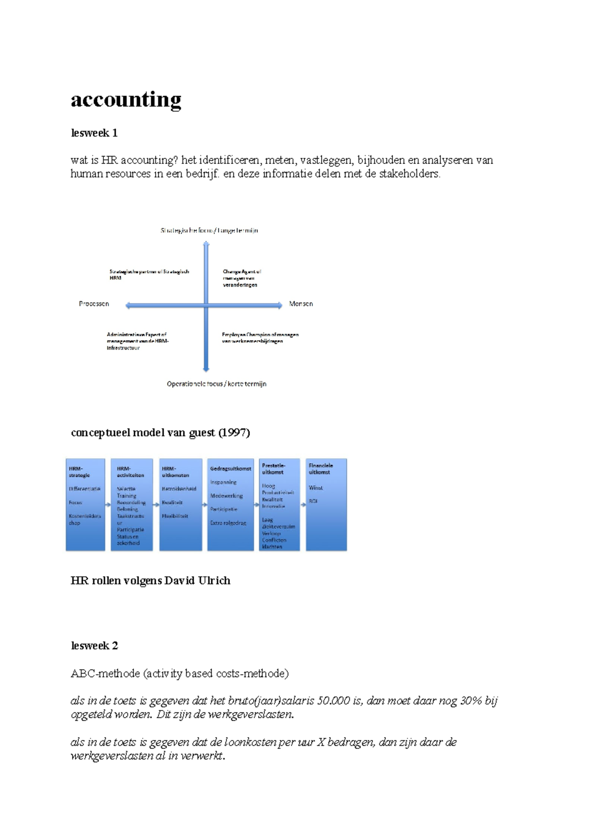 Accounting Samenvatting - Accounting Lesweek 1 Wat Is HR Accounting ...