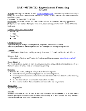 Hw1sol - 2016 Homework - 1 ISyE 4031 Regression And Forecasting ...