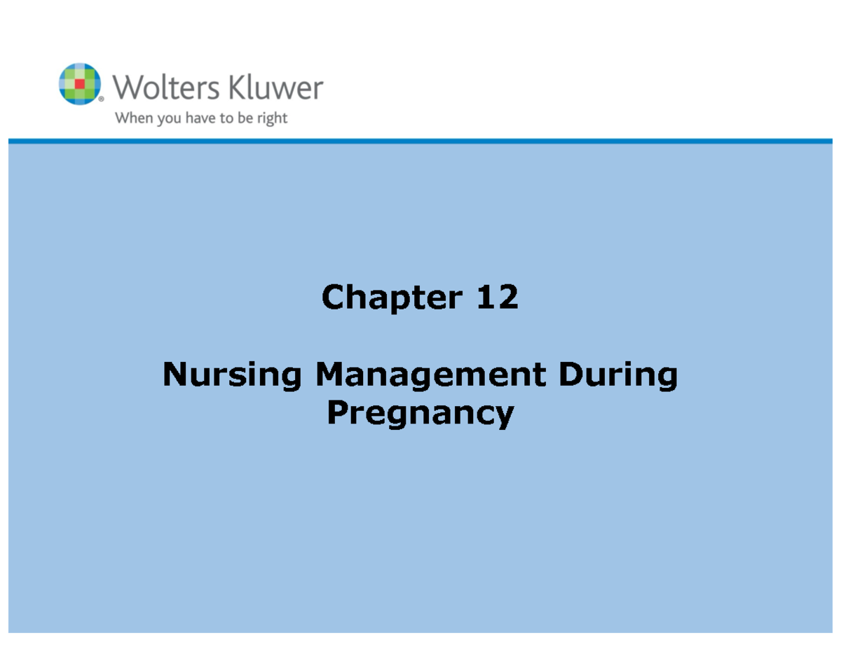 Chapter 12 Lecture notes for class Chapter 12 Nursing Management