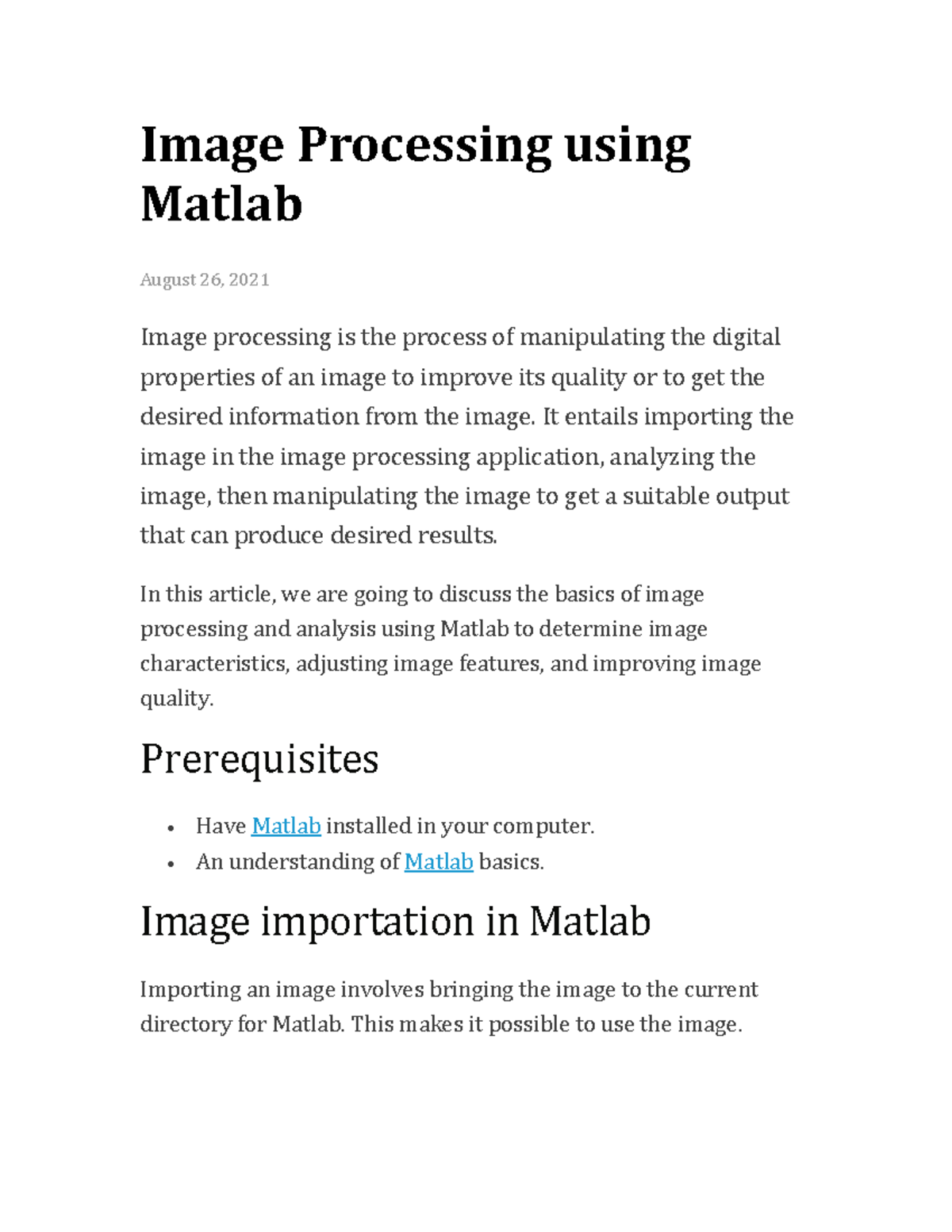 Matlab image operations Image Processing using Matlab August 26, 2021