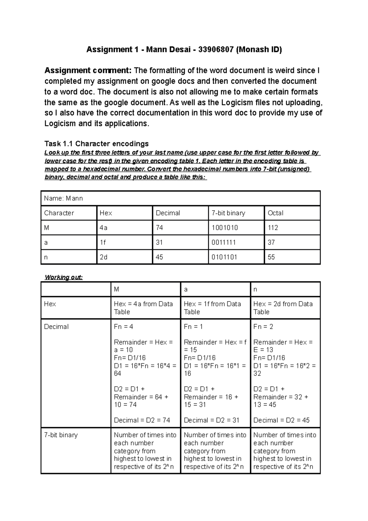 Assignment 1 with Logicism Documentation- Mann Desai - 33906807 (Monash ...