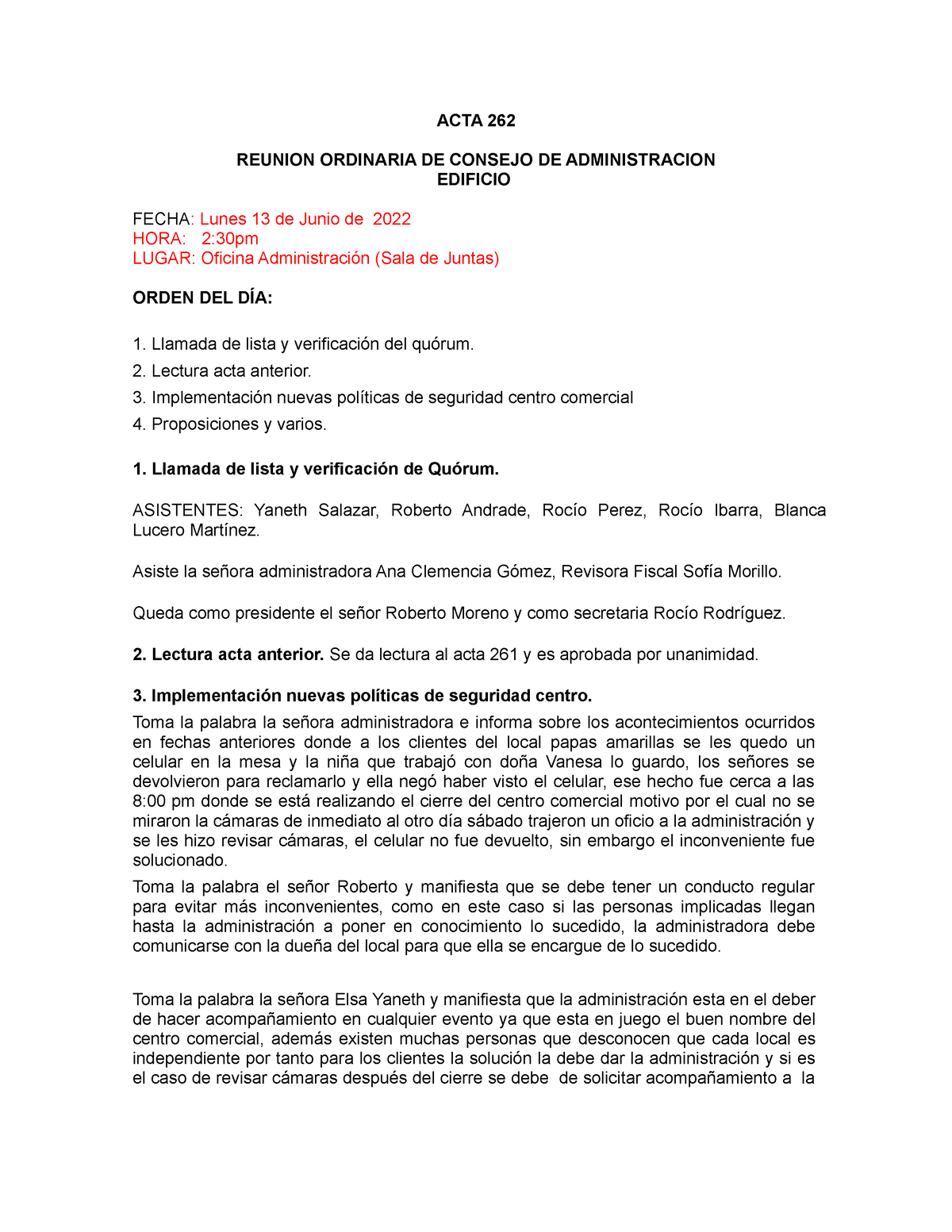 Acta Compartir Acta De Consejo Administracion Propiedad Horizontal