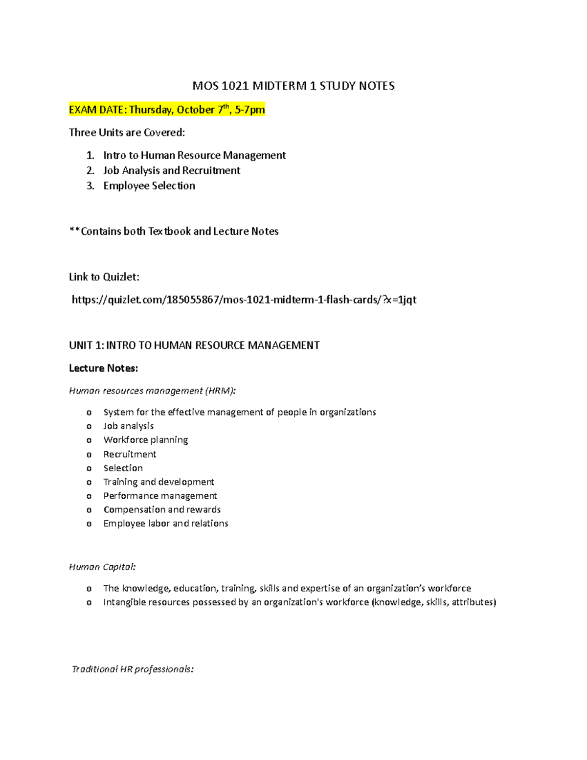 MOS 1021 Midterm 1 Study Notes - MOS 1021 MIDTERM 1 STUDY NOTES EXAM ...