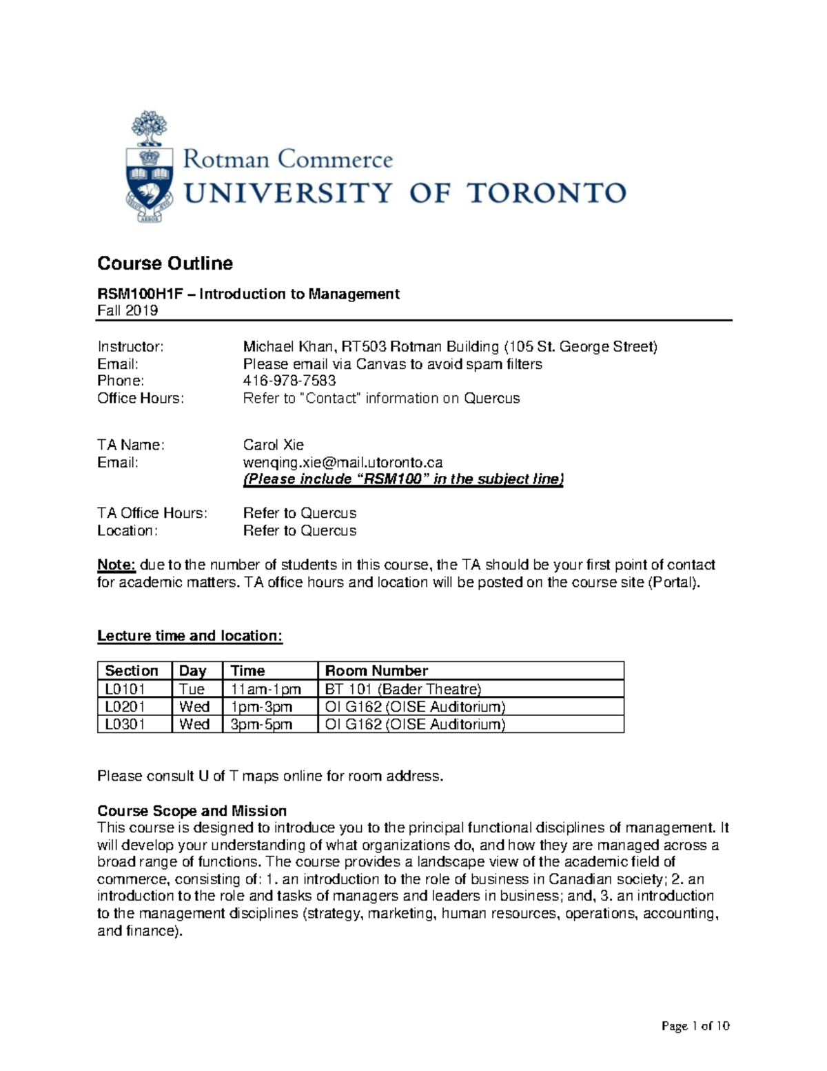 Syllabus RSM 100 - Sylabus - Warning: TT: undefined function: 32 Course ...