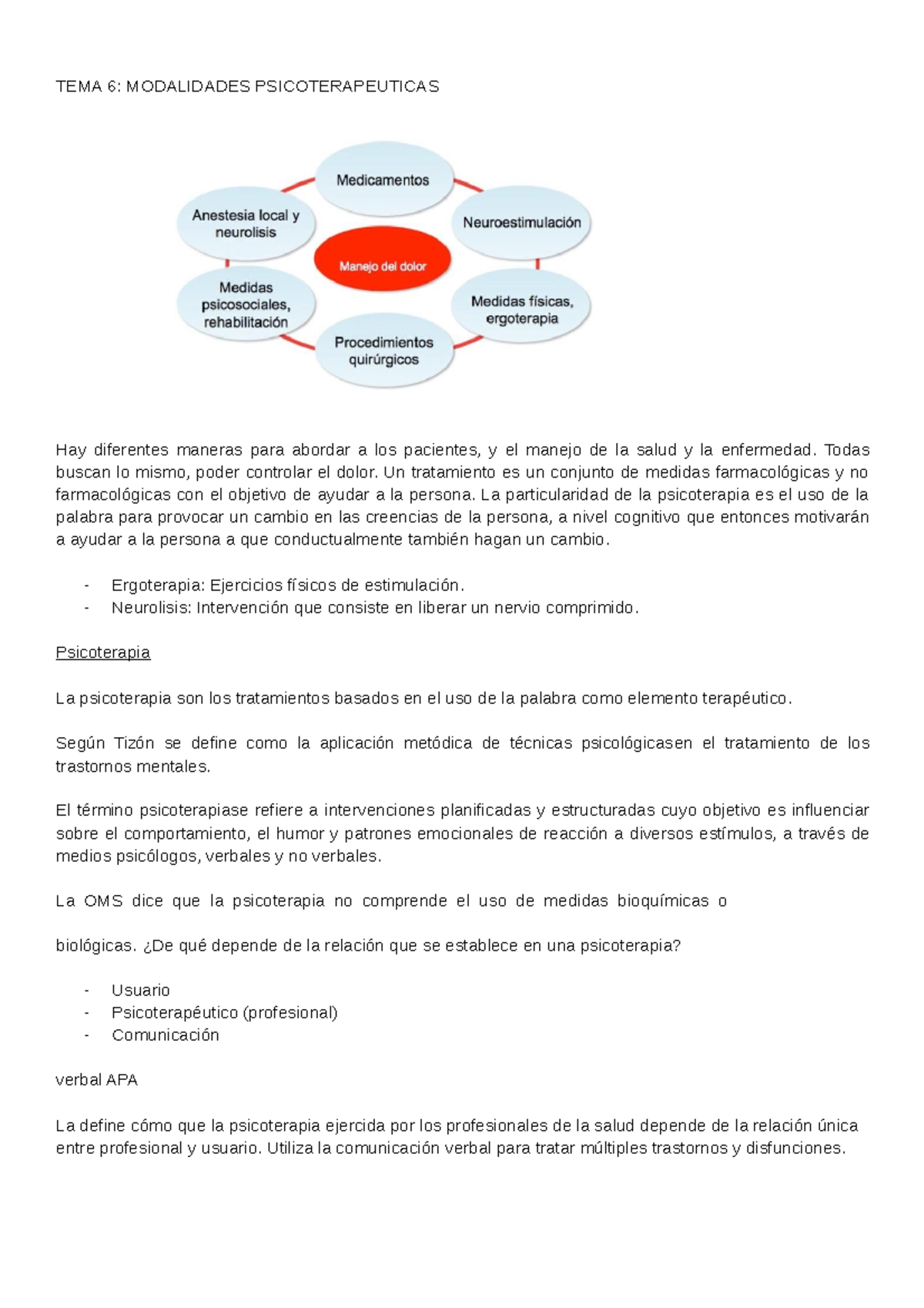 TEMA 6 Modalidades Psicoterapeuticas - TEMA 6: MODALIDADES ...