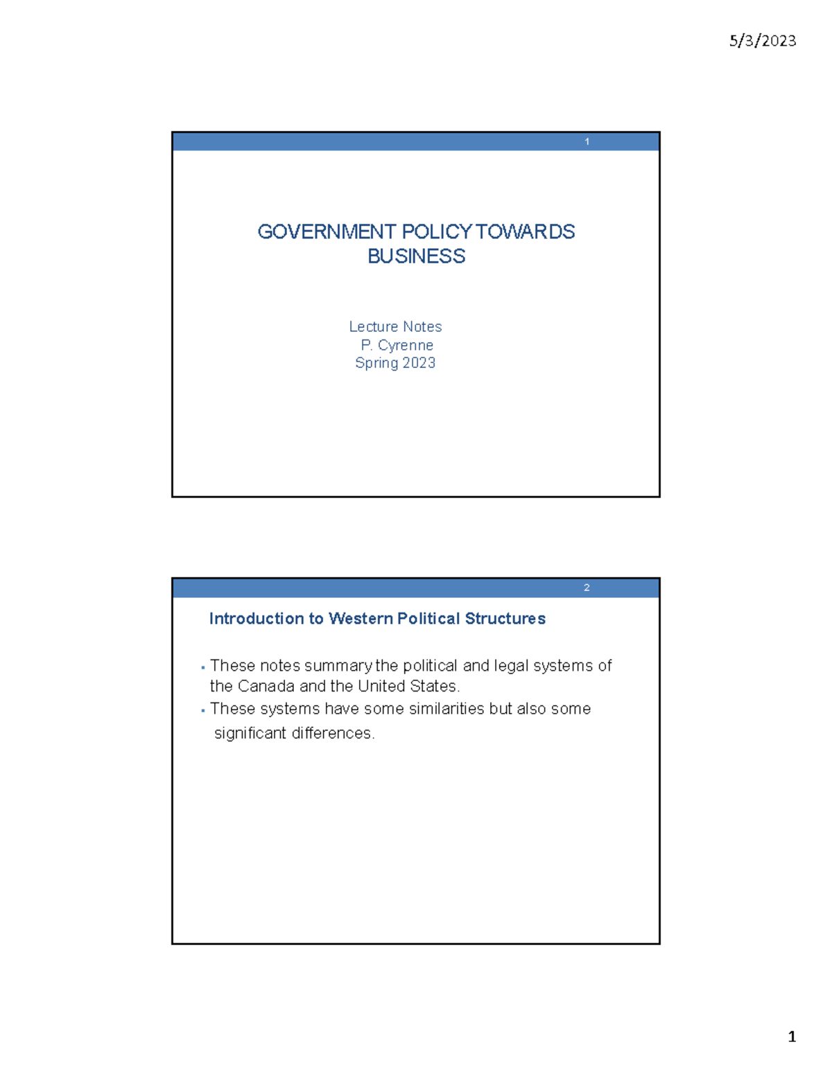 Lecture Notes - Canada and US Political Systems PDF - GOVERNMENT POLICY ...