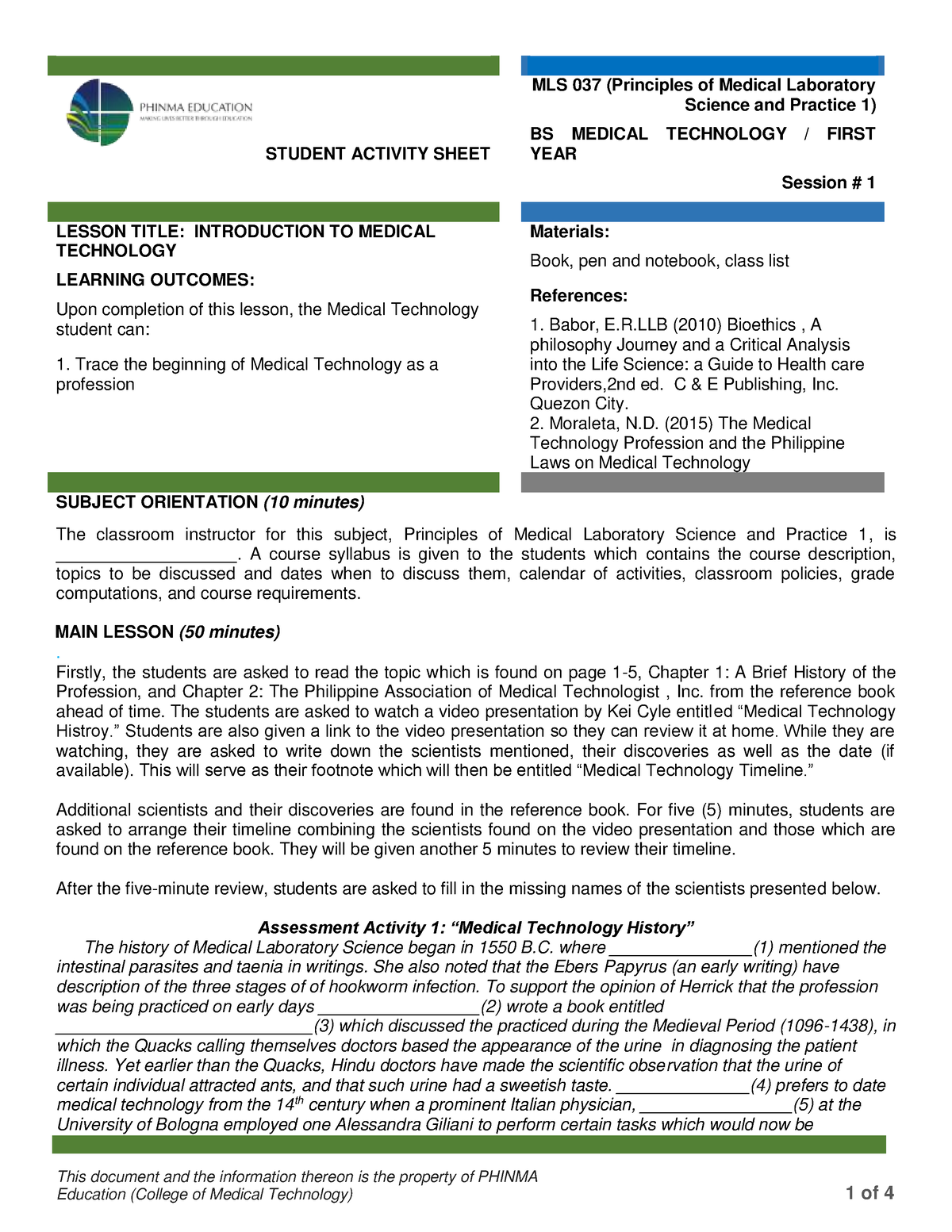 PMLS 1 Module 1 - Lecture - This document and the information thereon ...