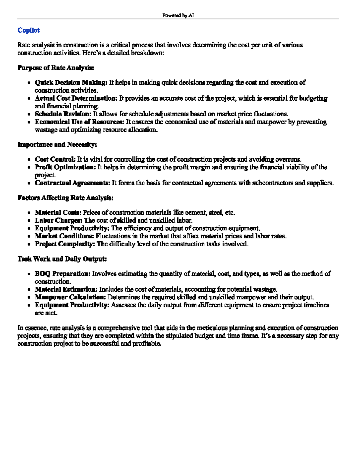 Rate Analysis - note - Foundation engineering - Studocu