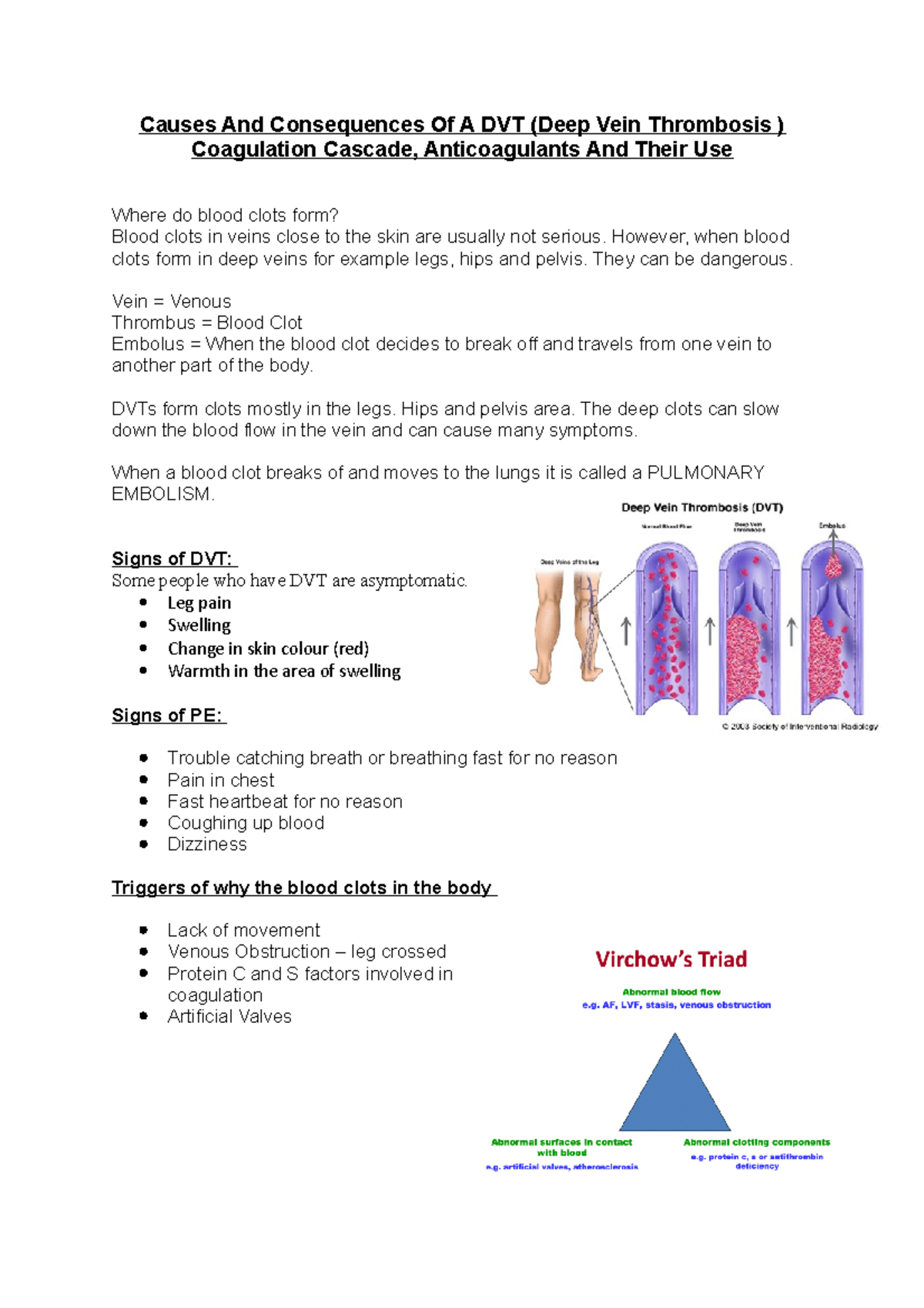 Causes And Consequences Of A DVT - However, when blood clots form in ...