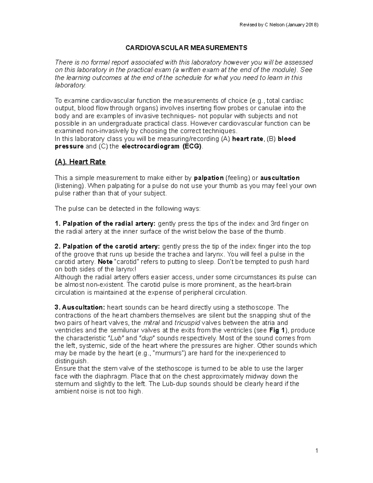 2. Cardiovascular Measurements Lab - CARDIOVASCULAR MEASUREMENTS There ...