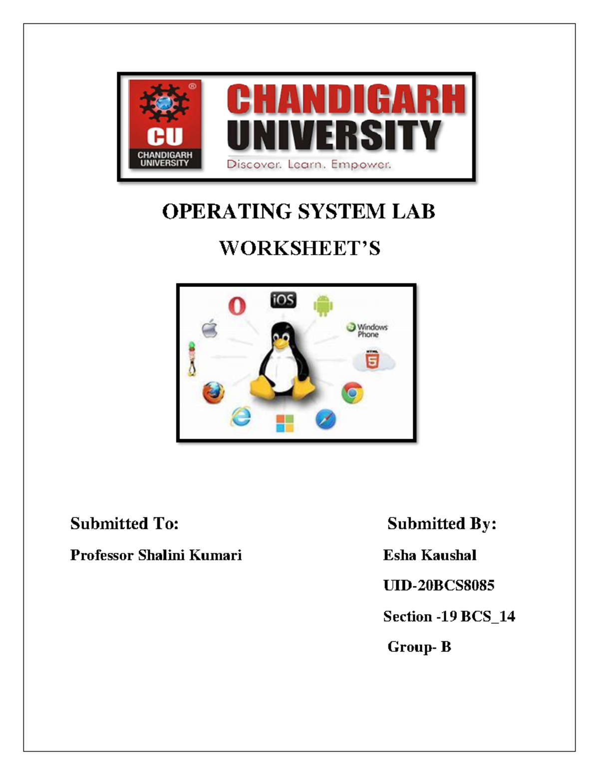 Operating System worksheet 3rd Esha Kaushal 20BCS8085 (3) (1 ...