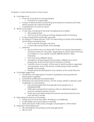 1001 Final exam review - Summary Introduction to Sociology - Important ...