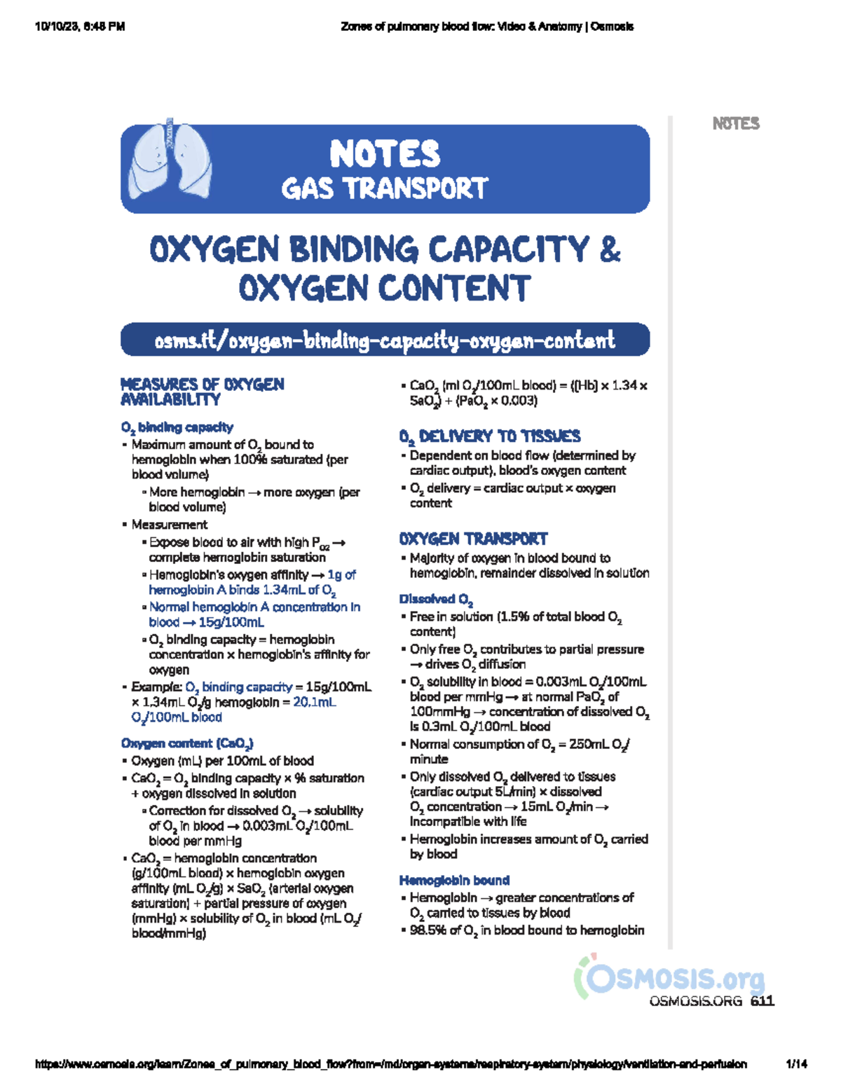Zones of lung osmosis notes for resp Doctor in Medicine Studocu