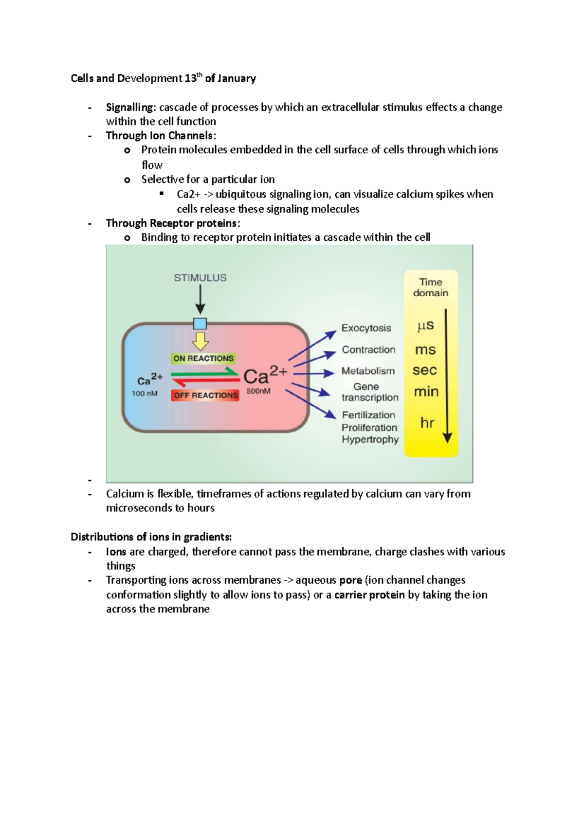 Signalling Lecture 1 Summary - Cells and Development 13 th of January ...