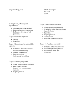 Phil PHIL 100 - Introduction to Philosophy lecture notes and exam ...