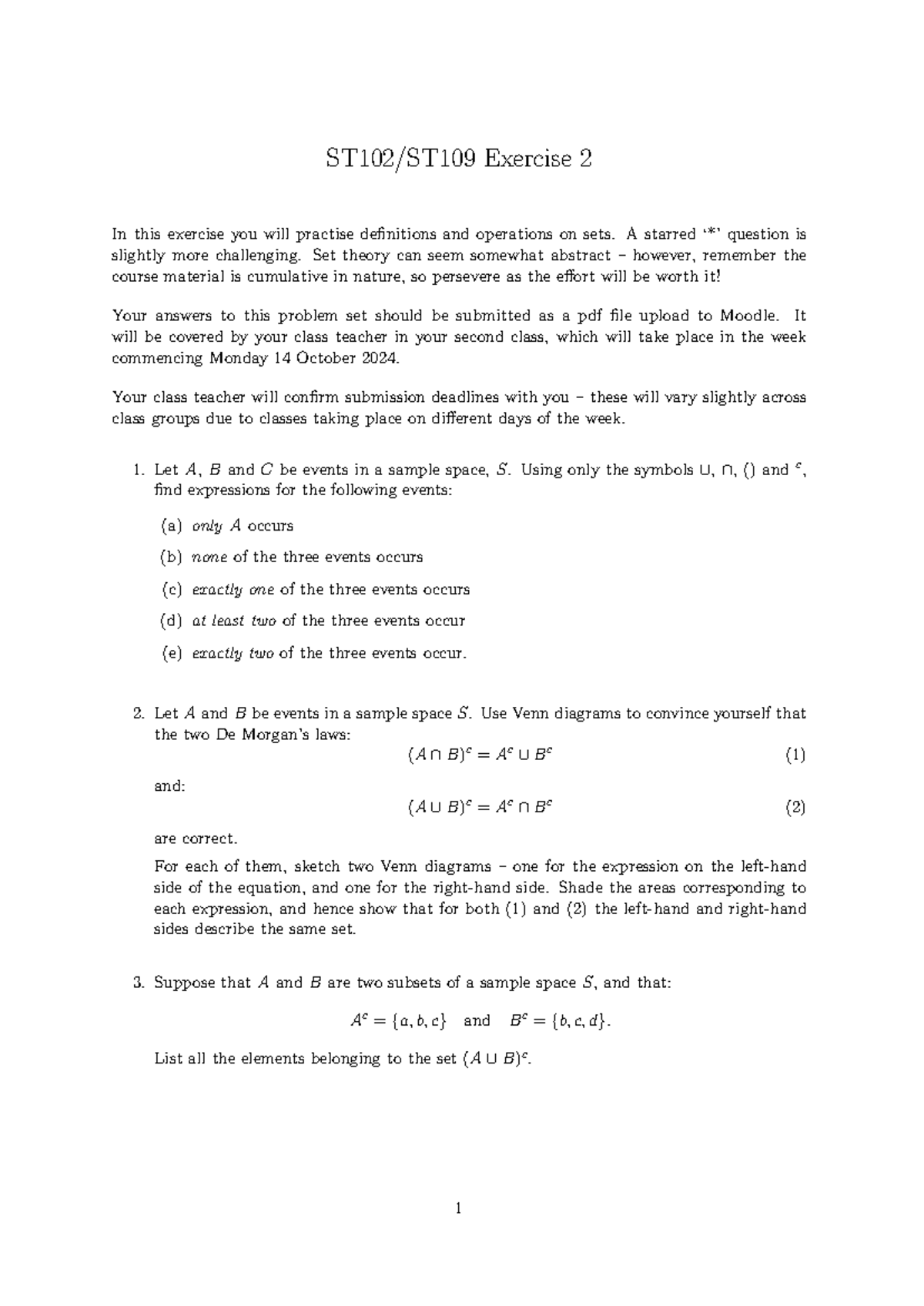 ST102 Exercise 2 LSE Stats notes ST102/ST109 Exercise 2 In this