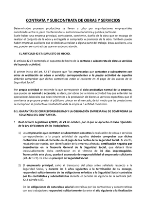 Contrata y Subcontrata de obras y servicios - CONTRATA Y SUBCONTRATA DE  OBRAS Y SERVICIOS - Studocu
