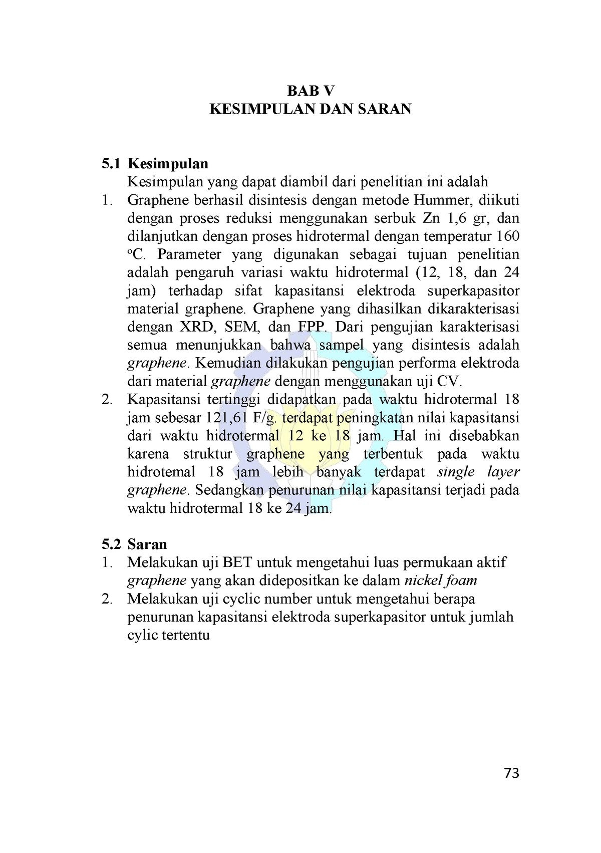 Chapter 5 - Kesimpulan Dan Saran - 73 BAB V KESIMPULAN DAN SARAN 5 ...