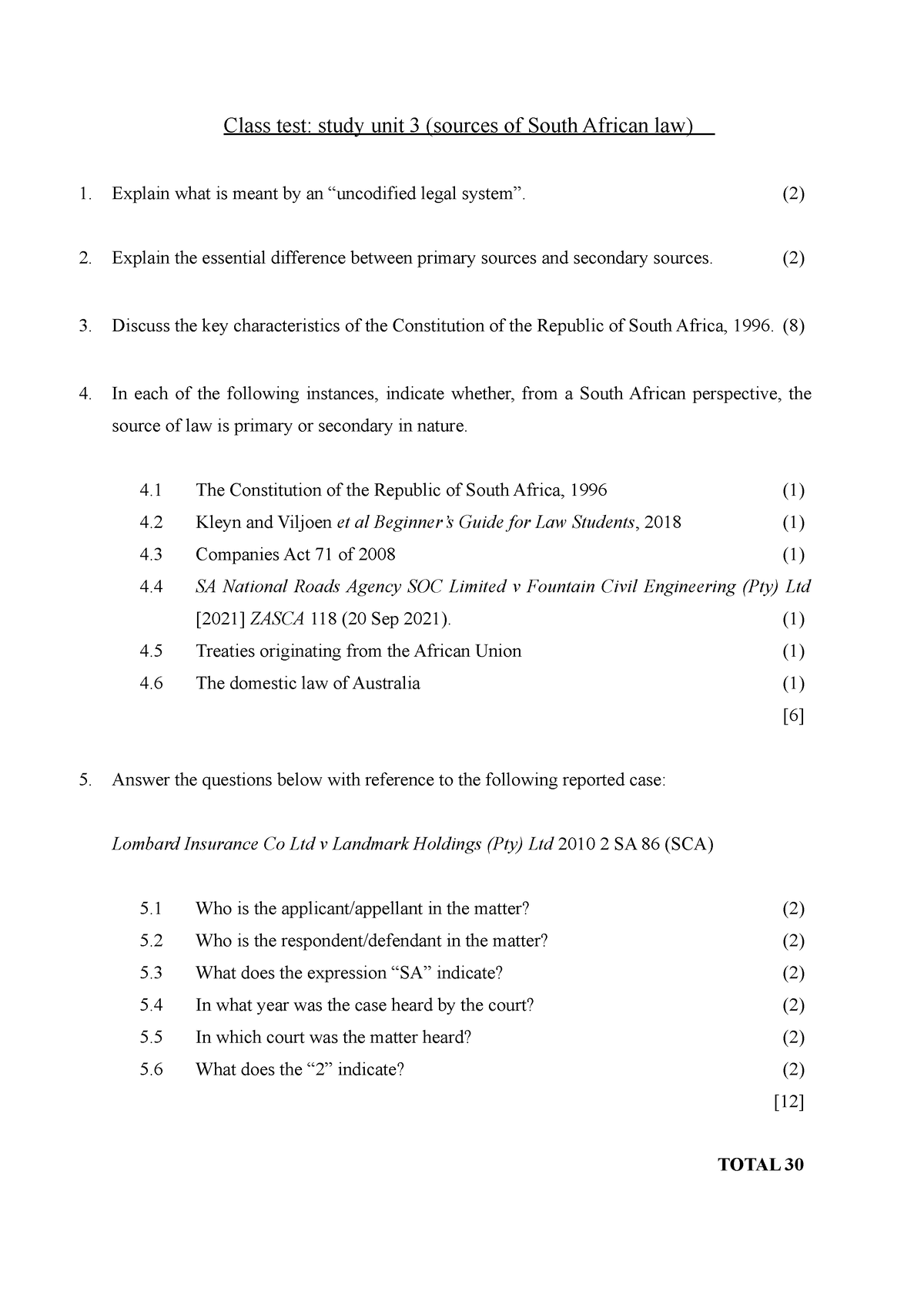 class-test-unit-3-sources-of-south-african-law-2-class-test