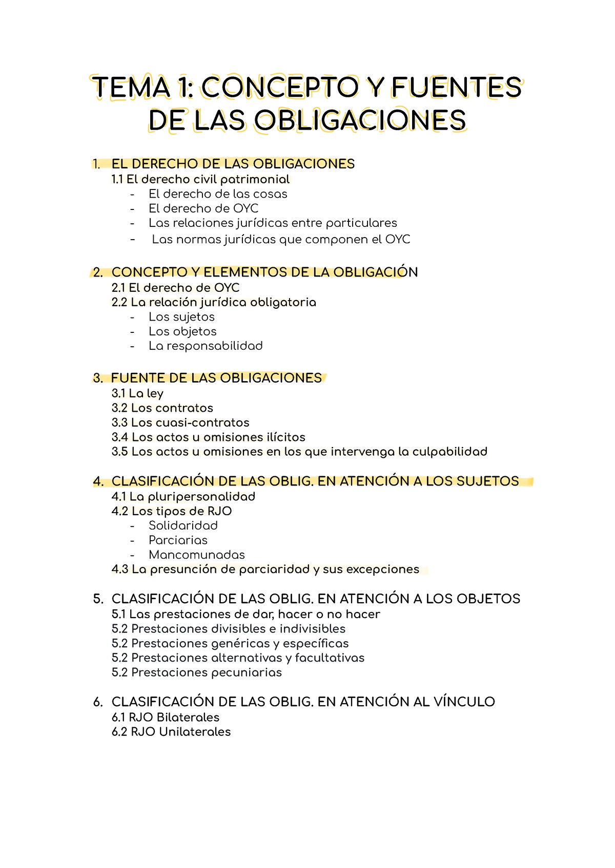 (OYC) TEMA 1: Concepto Y Fuente DE LAS Obligaciones - TEMA 1: CONCEPTO ...