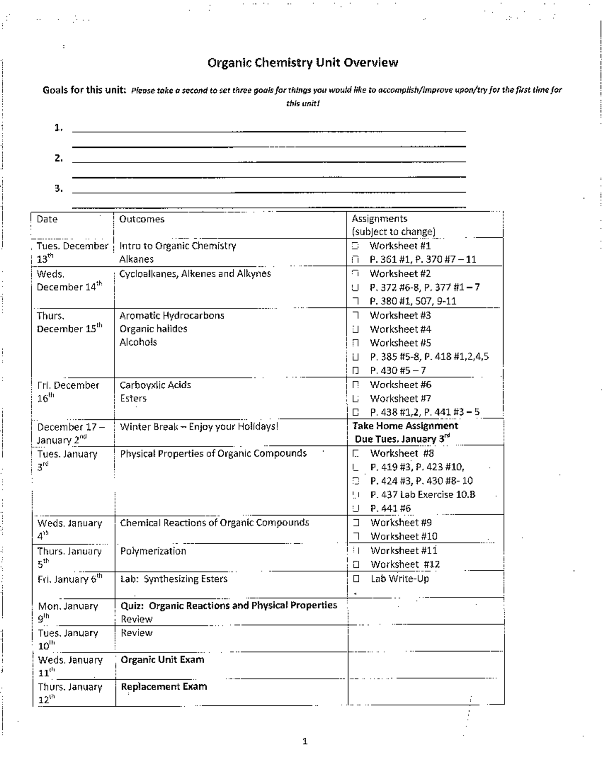 Organic Worksheet Booklet Key - CHEM 26100 - Studocu