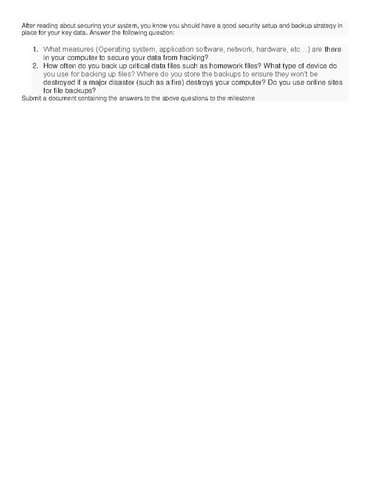 Assignment 3 Instructions - After reading about securing your system ...